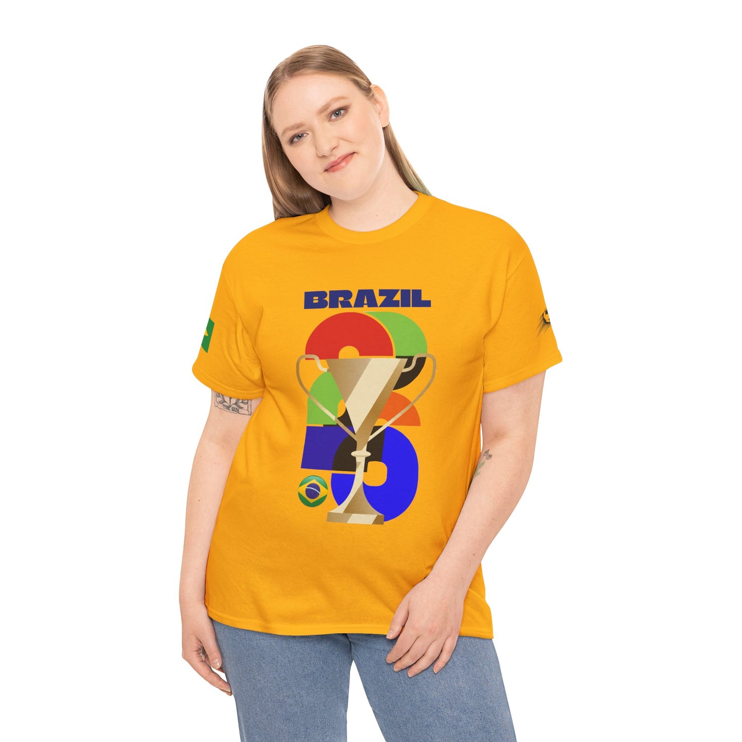Brazil Football T-Shirt - Unisex Brazil Soccer Fan Tee with Flag (2026)