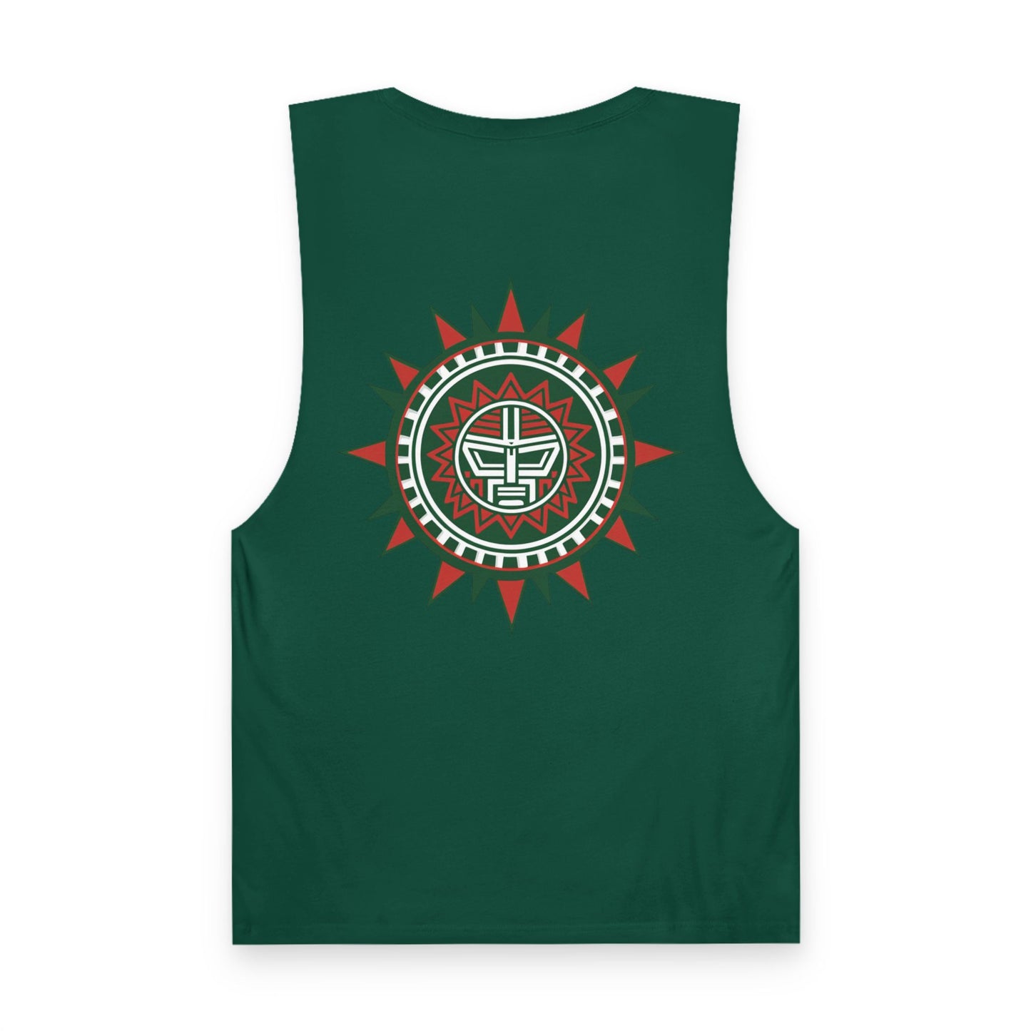 Mexico Flag Tank Top — Retro Mexico Text & Aztec Sun Back Graphic