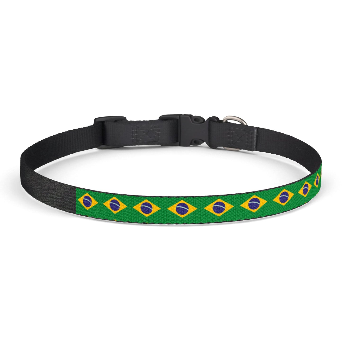 Brazil Soccer Dog Collar — Brazilian Flag Grid Clip-On Pet Collar, Fan Gear