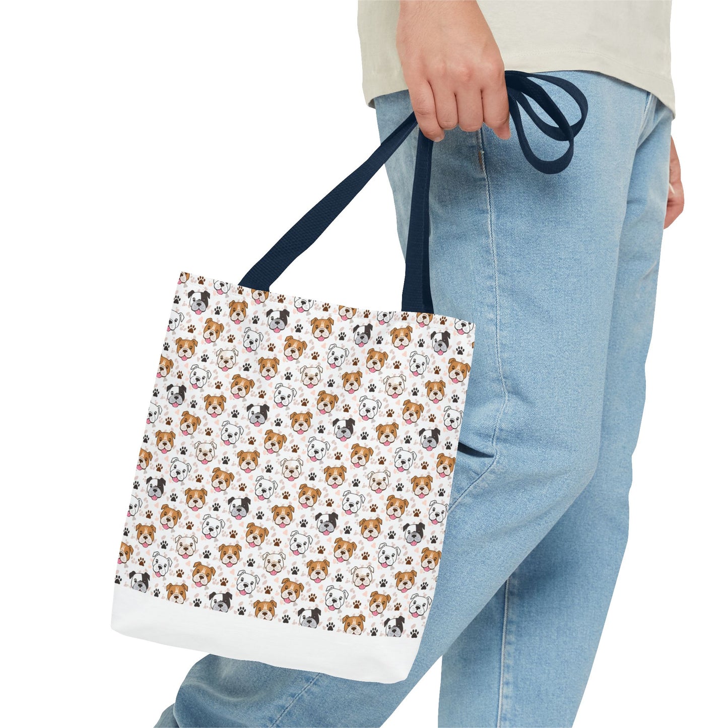 English Bulldog Tote Bag, Bulldog Lover Gift, Paw Print Design, Pet Owner Gift, Shopping Bag, Bulldog Mom/Dad Gift