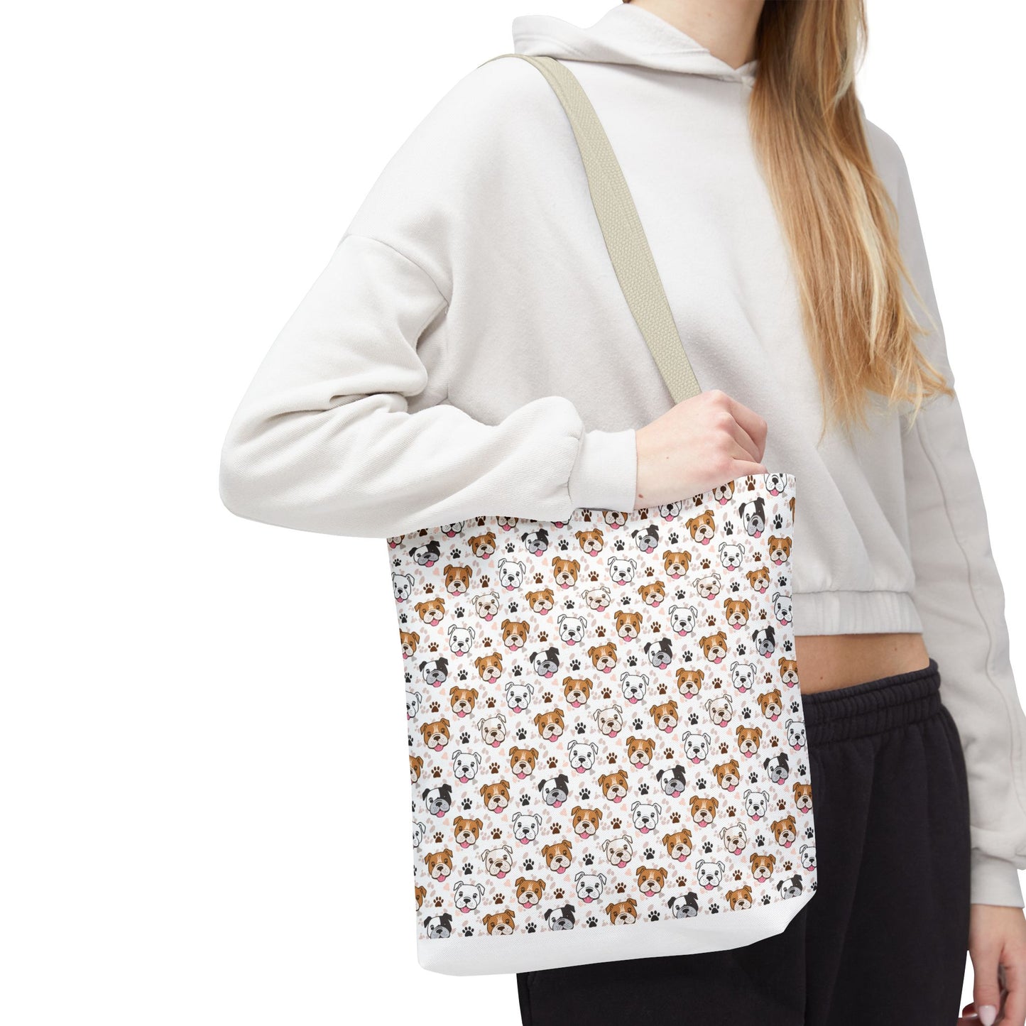 English Bulldog Tote Bag, Bulldog Lover Gift, Paw Print Design, Pet Owner Gift, Shopping Bag, Bulldog Mom/Dad Gift