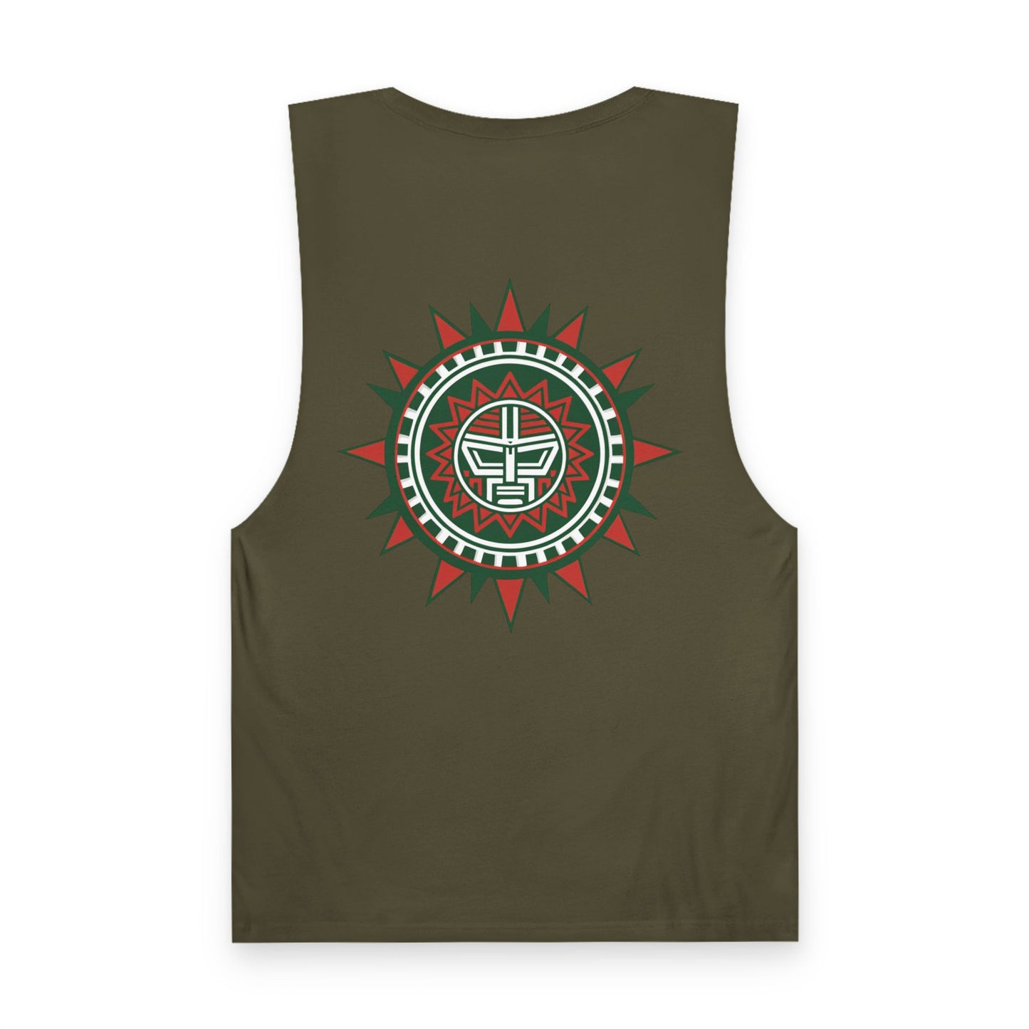 Mexico Flag Tank Top — Retro Mexico Text & Aztec Sun Back Graphic