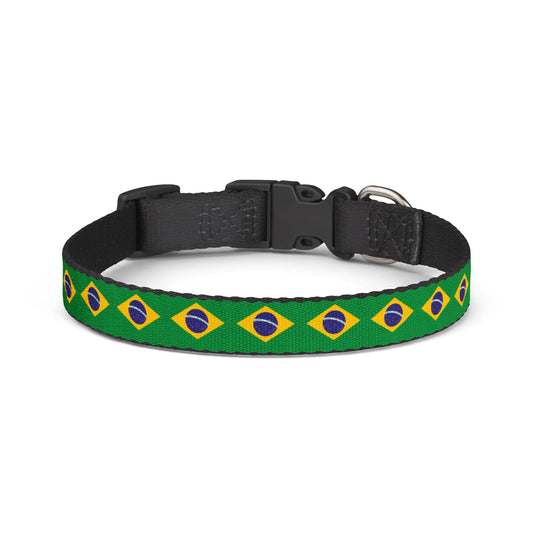 Brazil Soccer Dog Collar — Brazilian Flag Grid Clip-On Pet Collar, Fan Gear