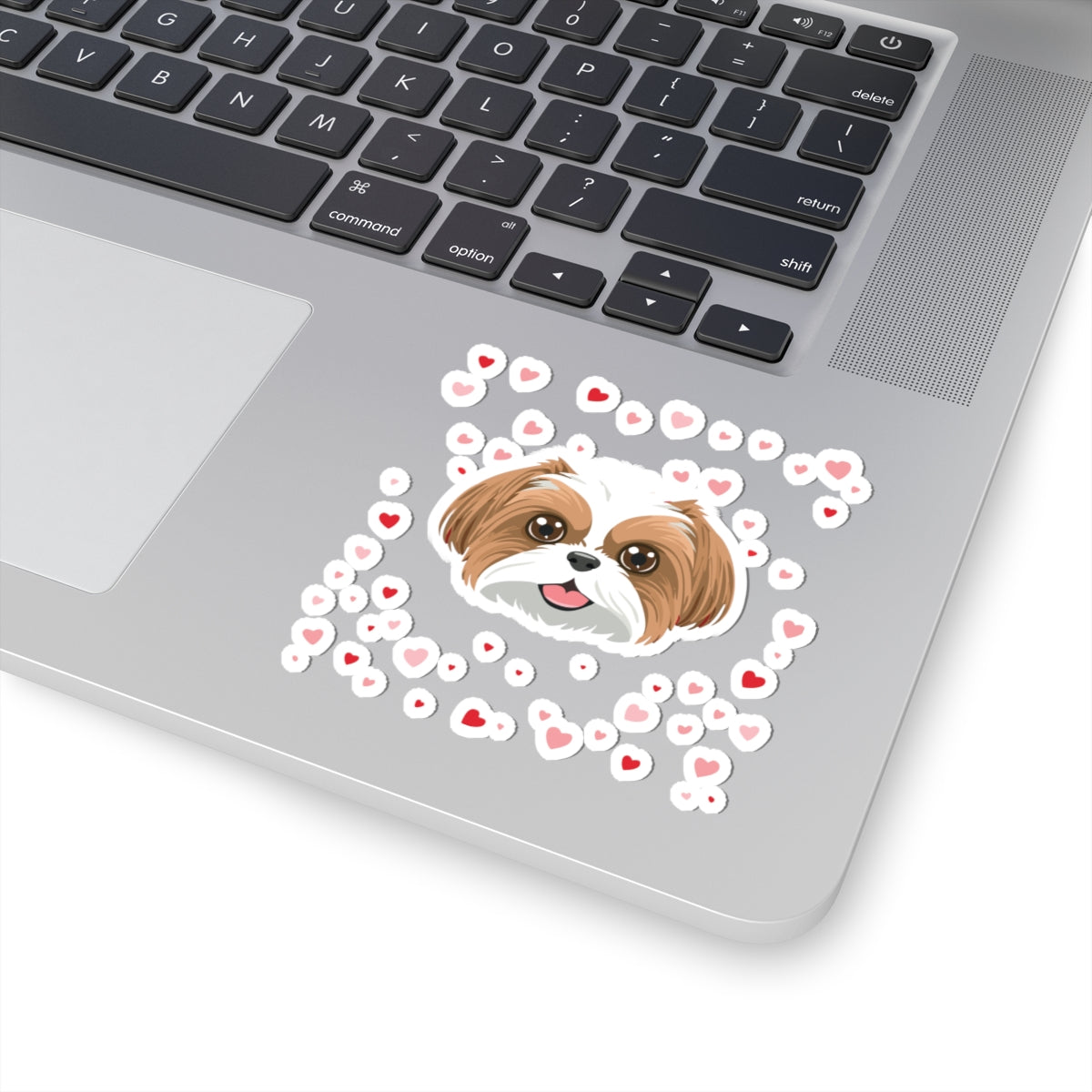 Cute Dog Love Kiss-Cut Stickers, Adorable Pet Decals for Dog Lovers, Laptop Stickers, Gift for Dog Owners, Cute Heart Designs