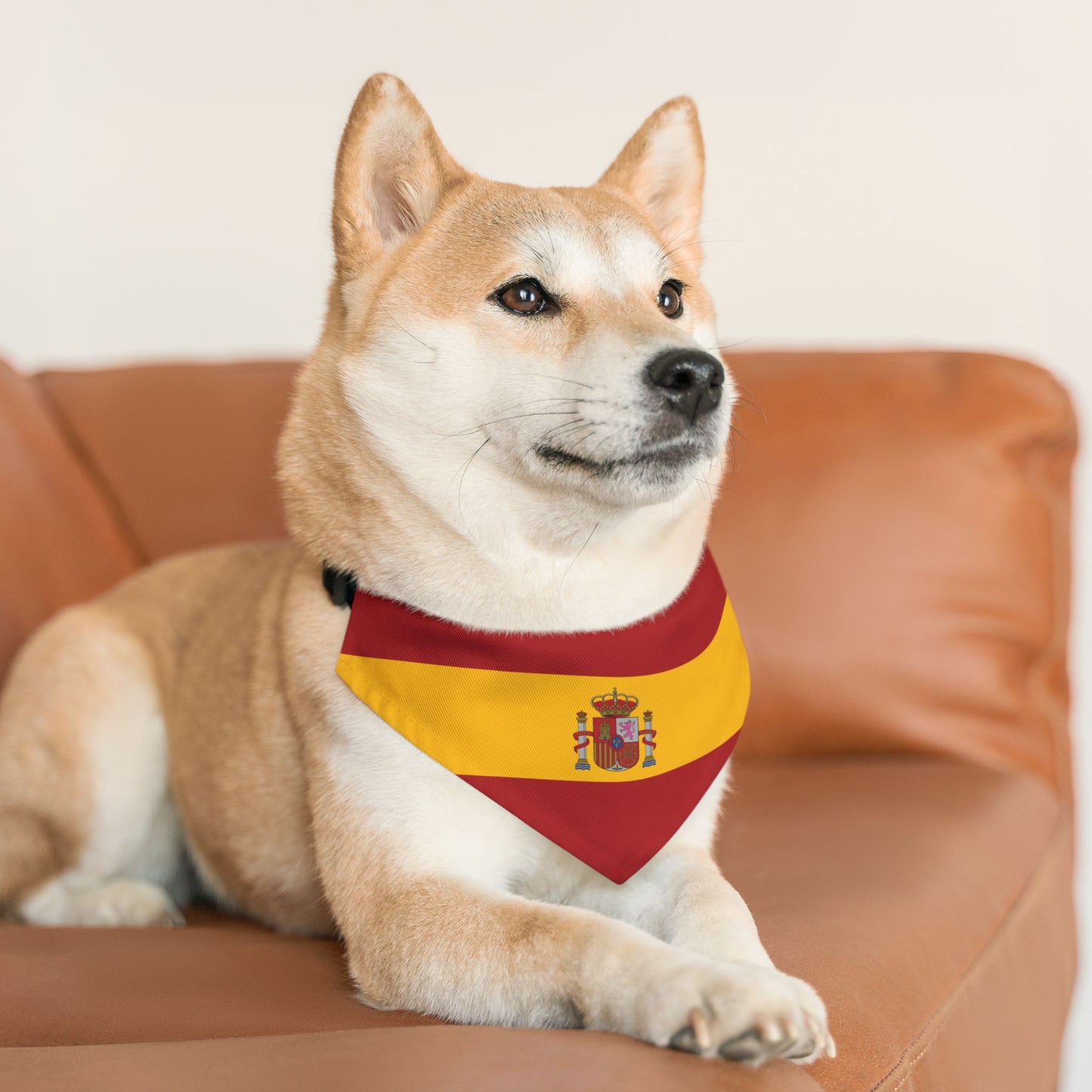Spain Soccer Dog Bandana — Spanish Flag Snap-On Pet Bandana, Fan Gear
