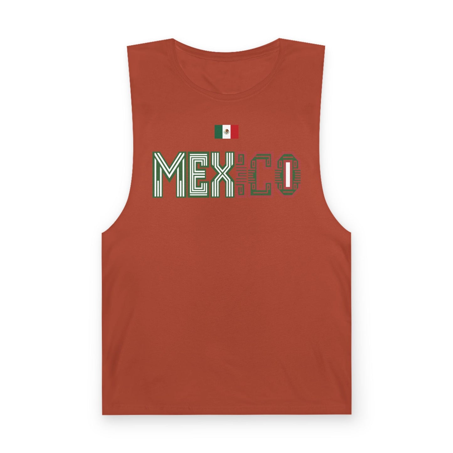 Mexico Flag Tank Top — Retro Mexico Text & Aztec Sun Back Graphic