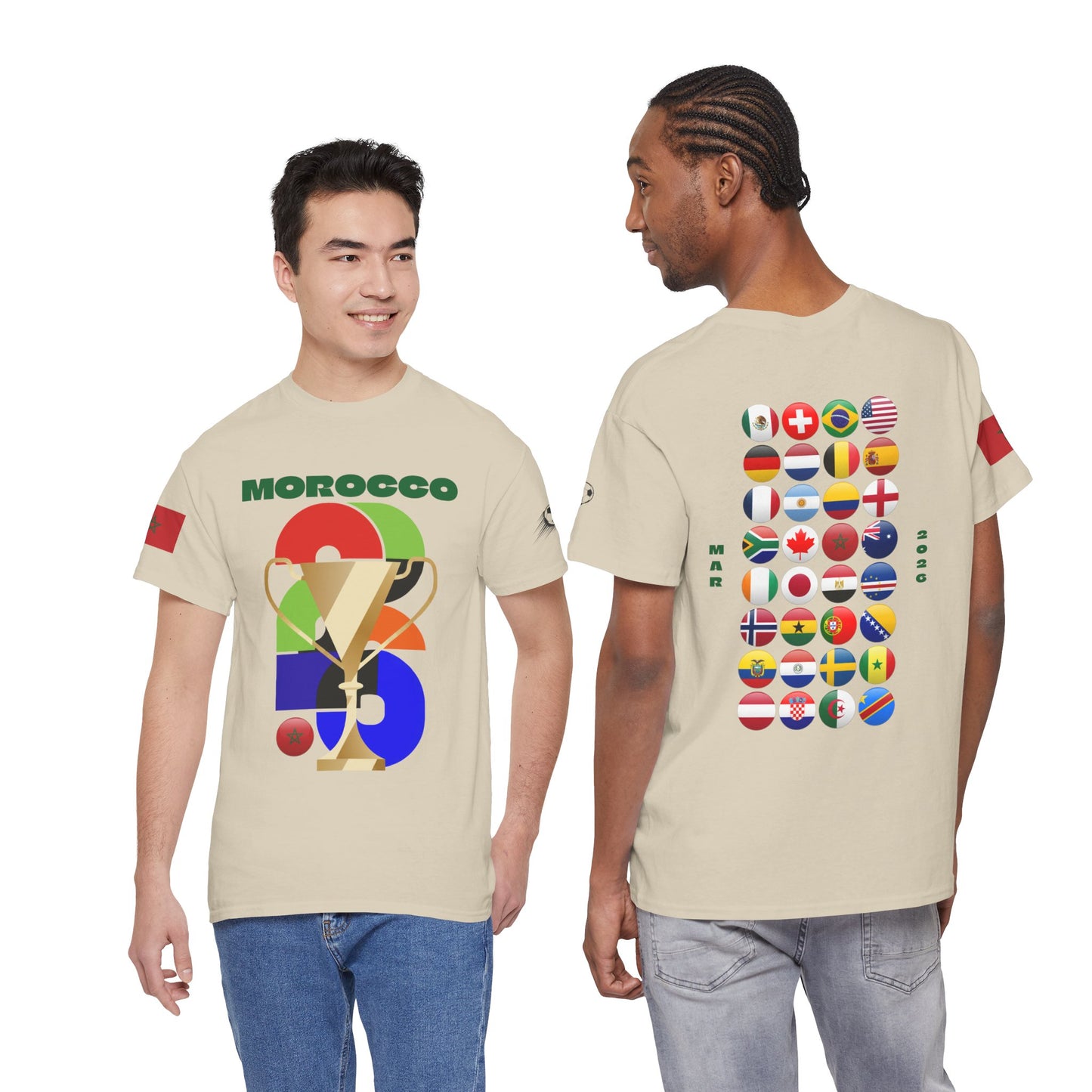 Morocco Football T-Shirt - Unisex Morocco Soccer Fan Tee with Flag (2026)
