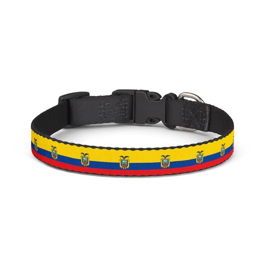 Ecuador Soccer Dog Collar — Ecuadorian Flag Grid Clip-On Pet Collar, Fan Gear