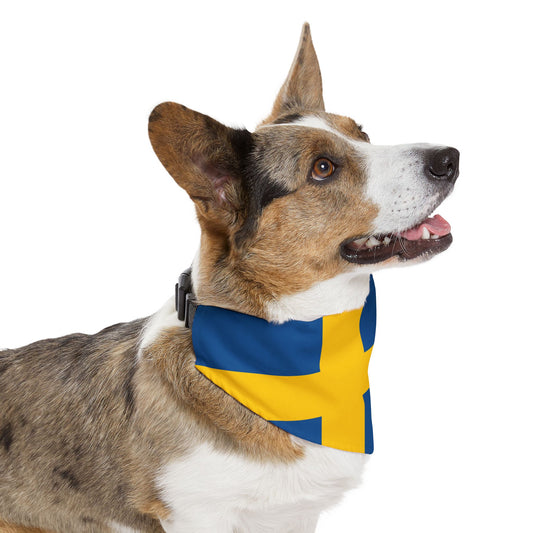 Sweden Soccer Dog Bandana — Swedish Flag Snap-On Pet Bandana, Fan Gear