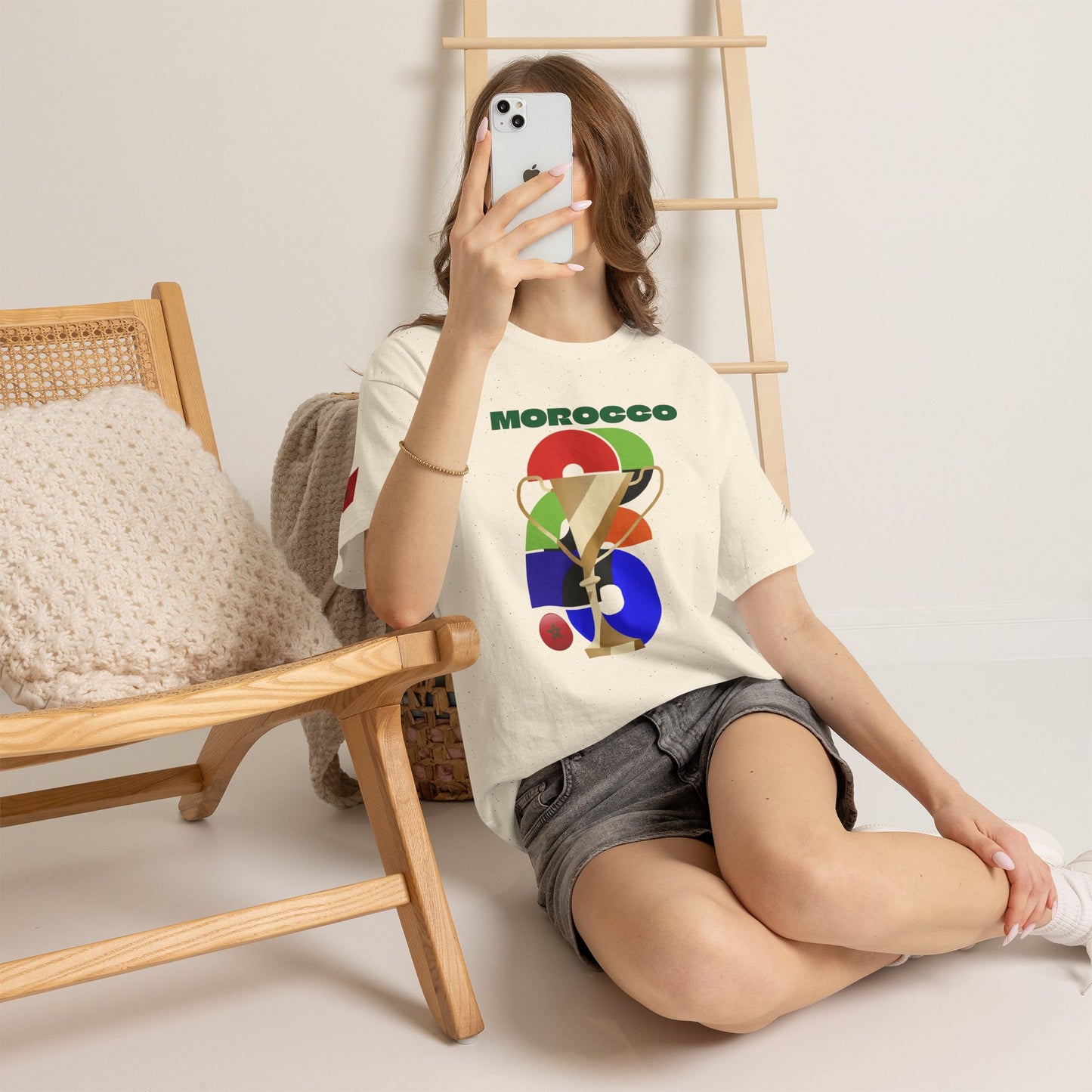 Morocco Football T-Shirt - Unisex Morocco Soccer Fan Tee with Flag (2026)