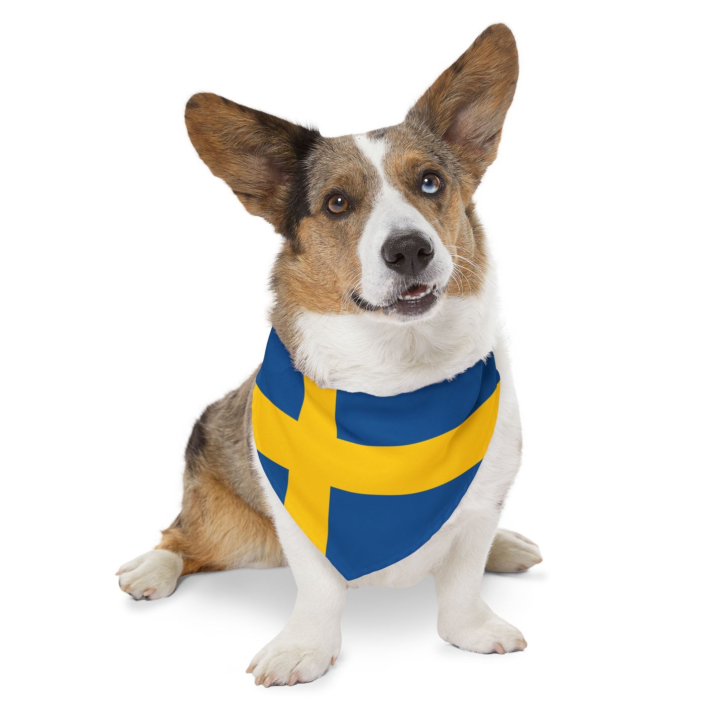 Sweden Soccer Dog Bandana — Swedish Flag Snap-On Pet Bandana, Fan Gear