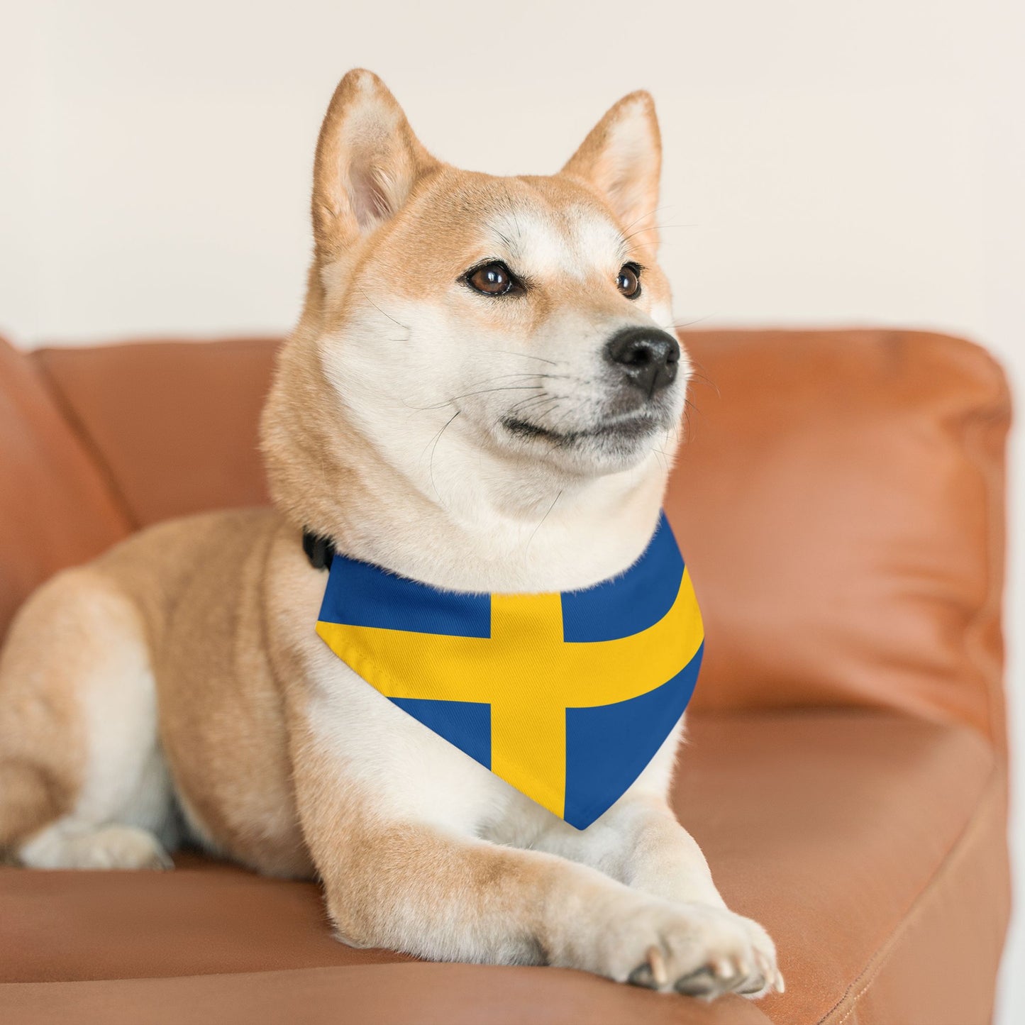 Sweden Soccer Dog Bandana — Swedish Flag Snap-On Pet Bandana, Fan Gear