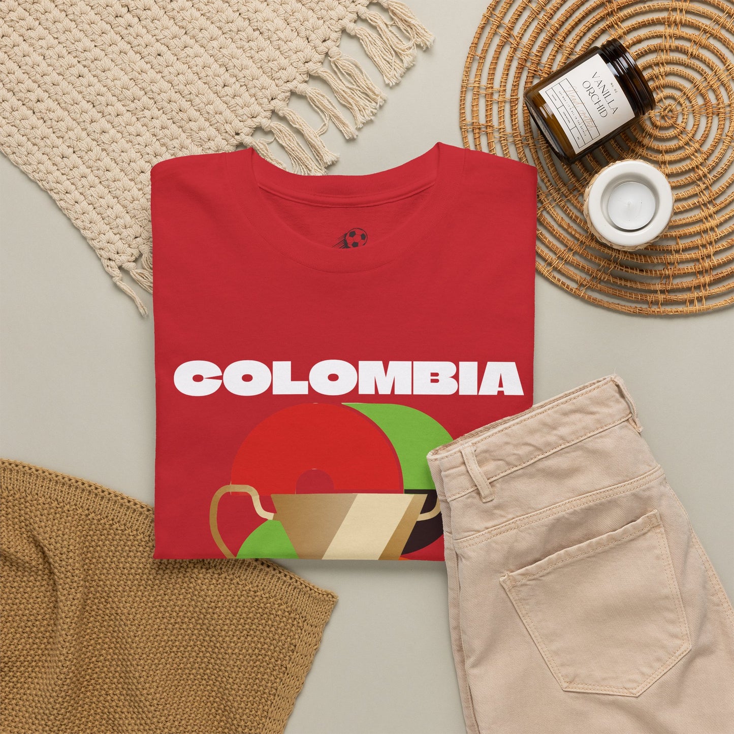 Colombia Football T-Shirt - Unisex Colombia Soccer Fan Tee with Flag (2026)