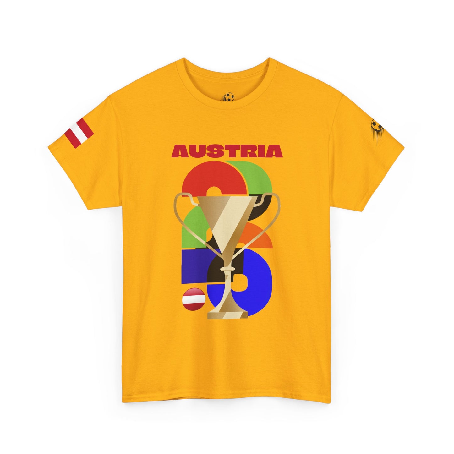 Austria Football T-Shirt - Unisex Austria Soccer Fan Tee with Flag (2026)