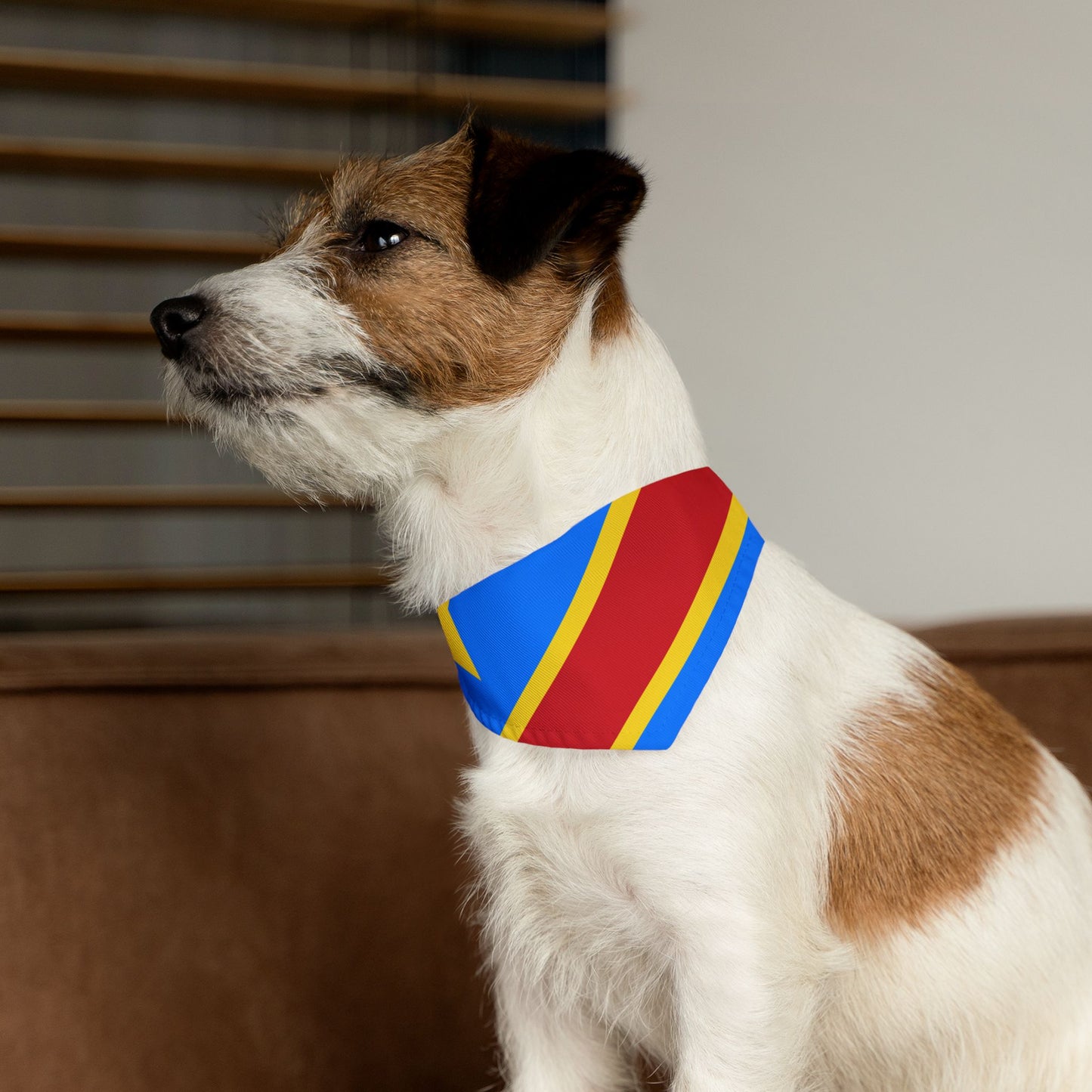 DR Congo Soccer Dog Bandana — Congolese Flag Snap-On Pet Bandana, Fan Gear