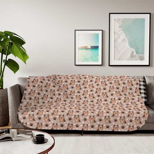 Sherpa Blanket - Yorkie and Paw Print Design, Dog Lover Gift, Cozy Throw, Pet Owner Present, Fleece Blanket, Animal Print Decor