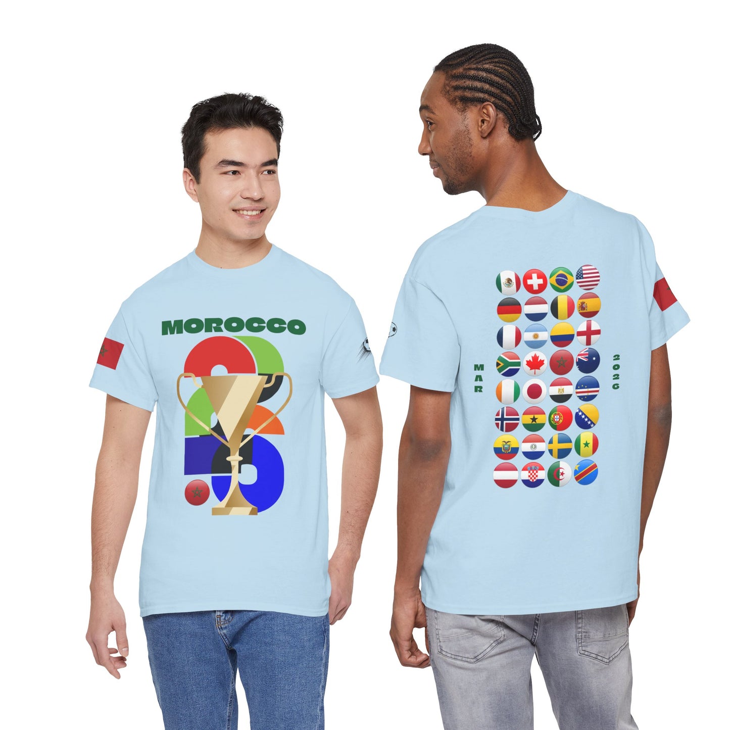 Morocco Football T-Shirt - Unisex Morocco Soccer Fan Tee with Flag (2026)
