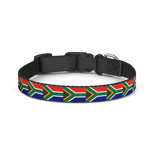 South Africa Soccer Dog Collar — South African Flag Grid Clip-On Pet Collar, Fan Gear