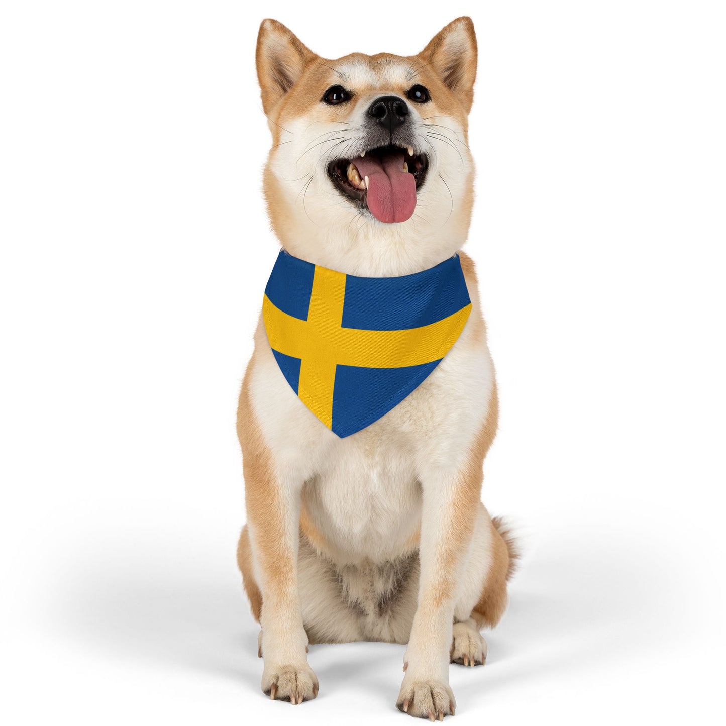 Sweden Soccer Dog Bandana — Swedish Flag Snap-On Pet Bandana, Fan Gear