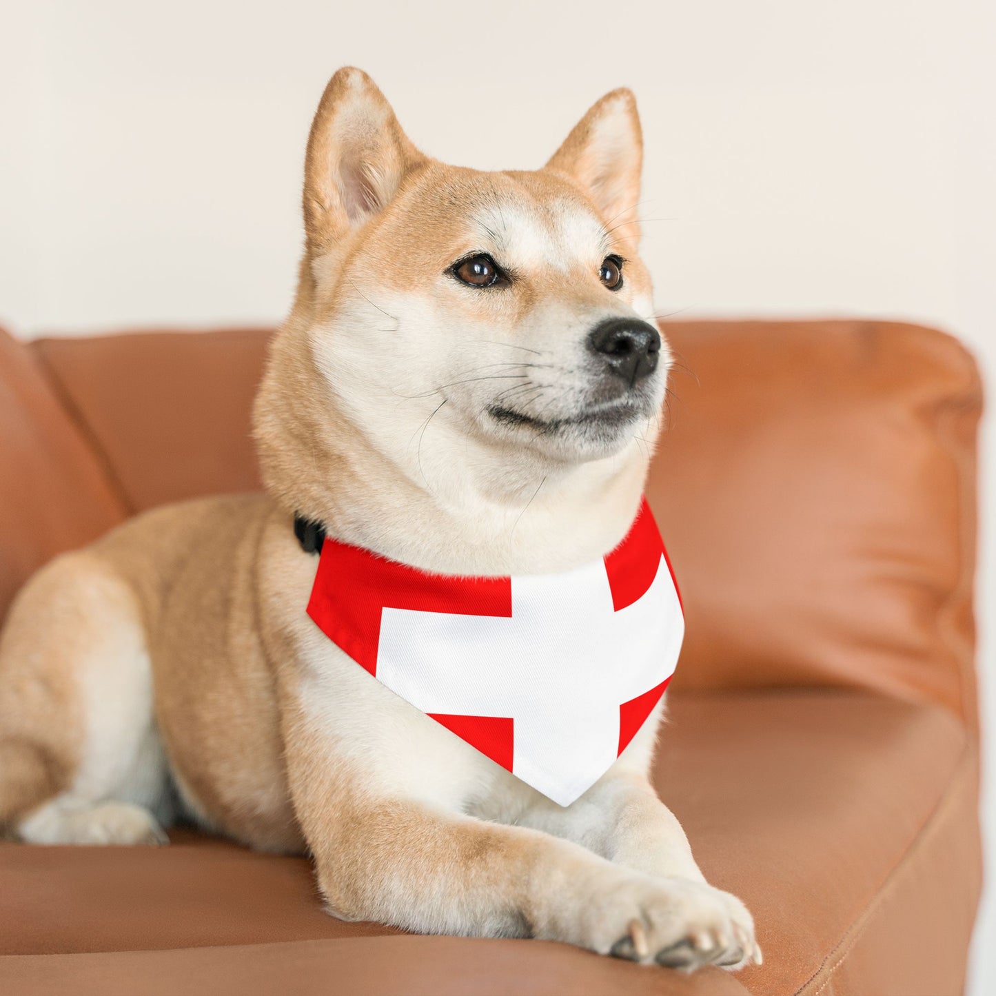Switzerland Soccer Dog Bandana — Swiss Flag Snap-On Pet Bandana, Fan Gear