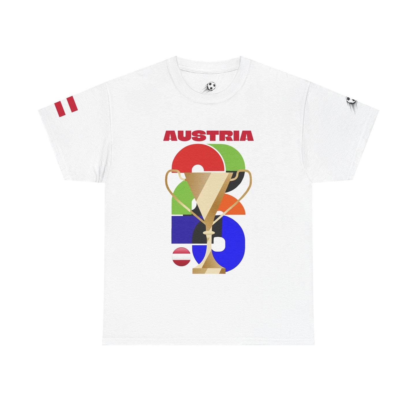 Austria Football T-Shirt - Unisex Austria Soccer Fan Tee with Flag (2026)