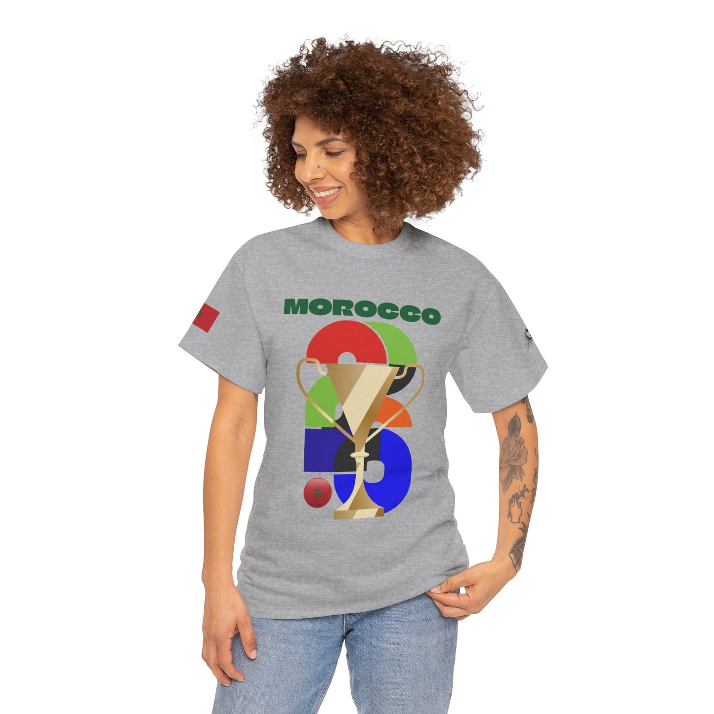 Morocco Football T-Shirt - Unisex Morocco Soccer Fan Tee with Flag (2026)