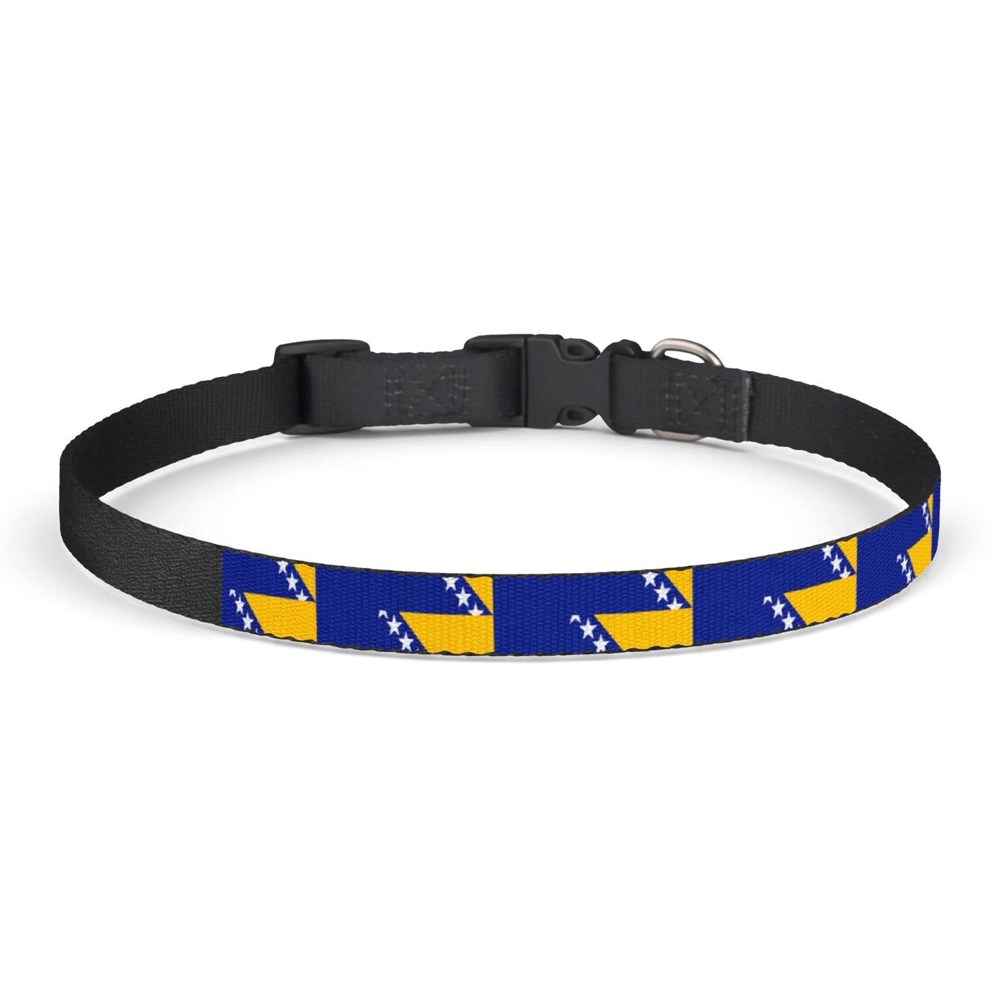 Bosnia and Herzegovina Soccer Dog Collar — Bosnian Flag Grid Clip-On Pet Collar, Fan Gear
