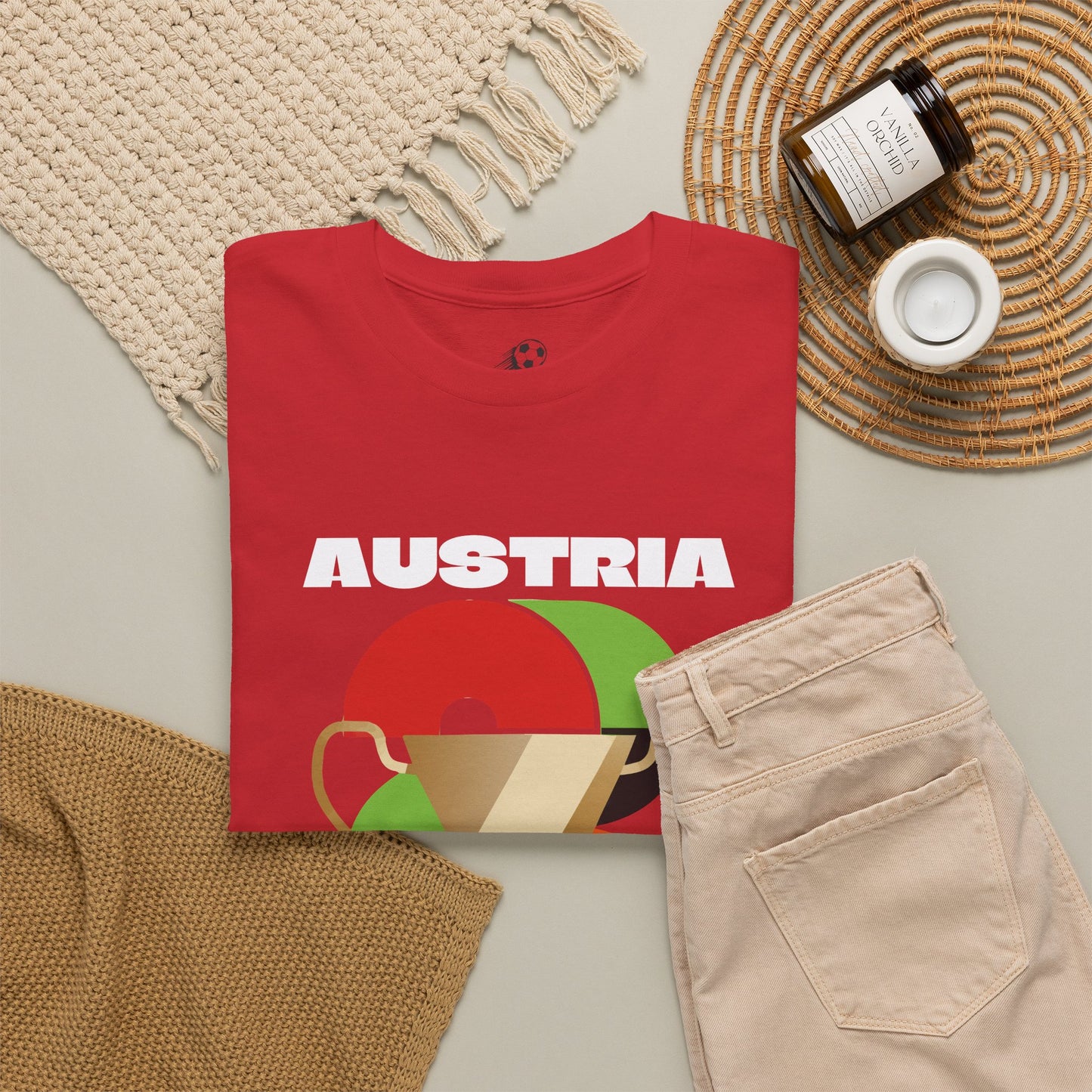 Austria Football T-Shirt - Unisex Austria Soccer Fan Tee with Flag (2026)