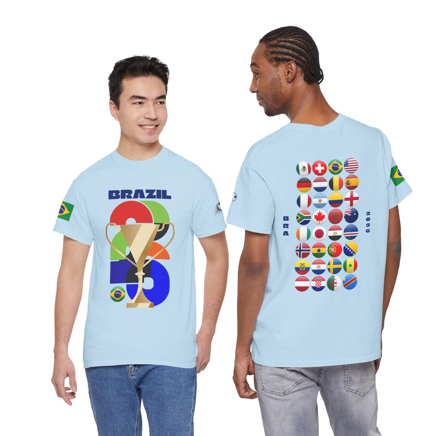 Brazil Football T-Shirt - Unisex Brazil Soccer Fan Tee with Flag (2026)
