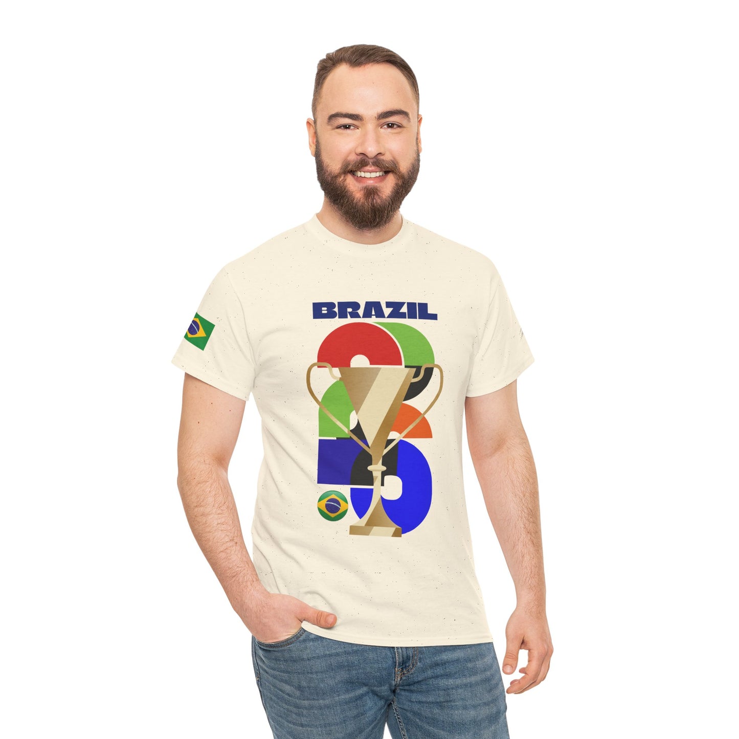 Brazil Football T-Shirt - Unisex Brazil Soccer Fan Tee with Flag (2026)