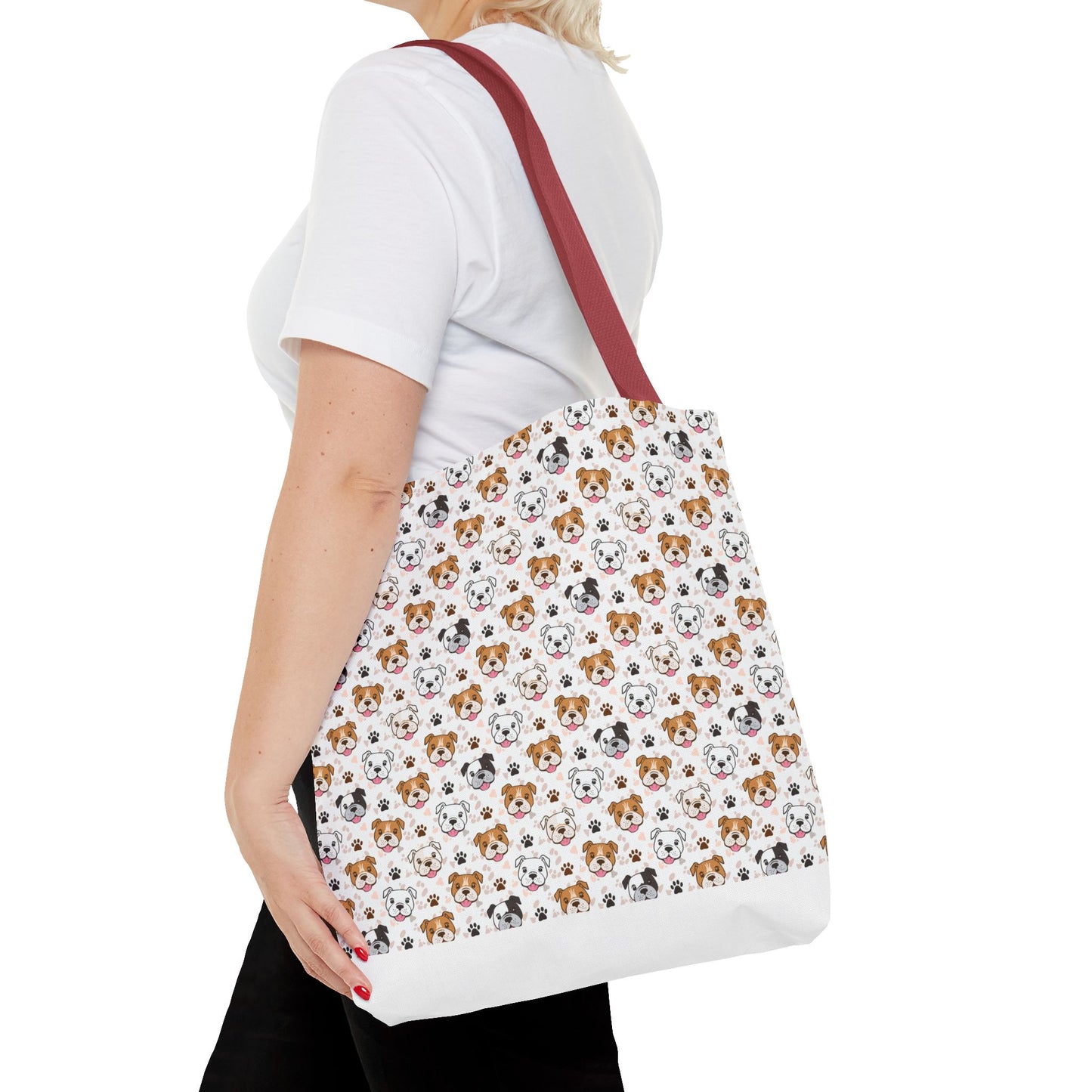 English Bulldog Tote Bag, Bulldog Lover Gift, Paw Print Design, Pet Owner Gift, Shopping Bag, Bulldog Mom/Dad Gift