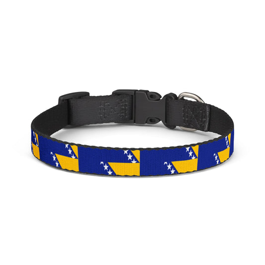 Bosnia and Herzegovina Soccer Dog Collar — Bosnian Flag Grid Clip-On Pet Collar, Fan Gear