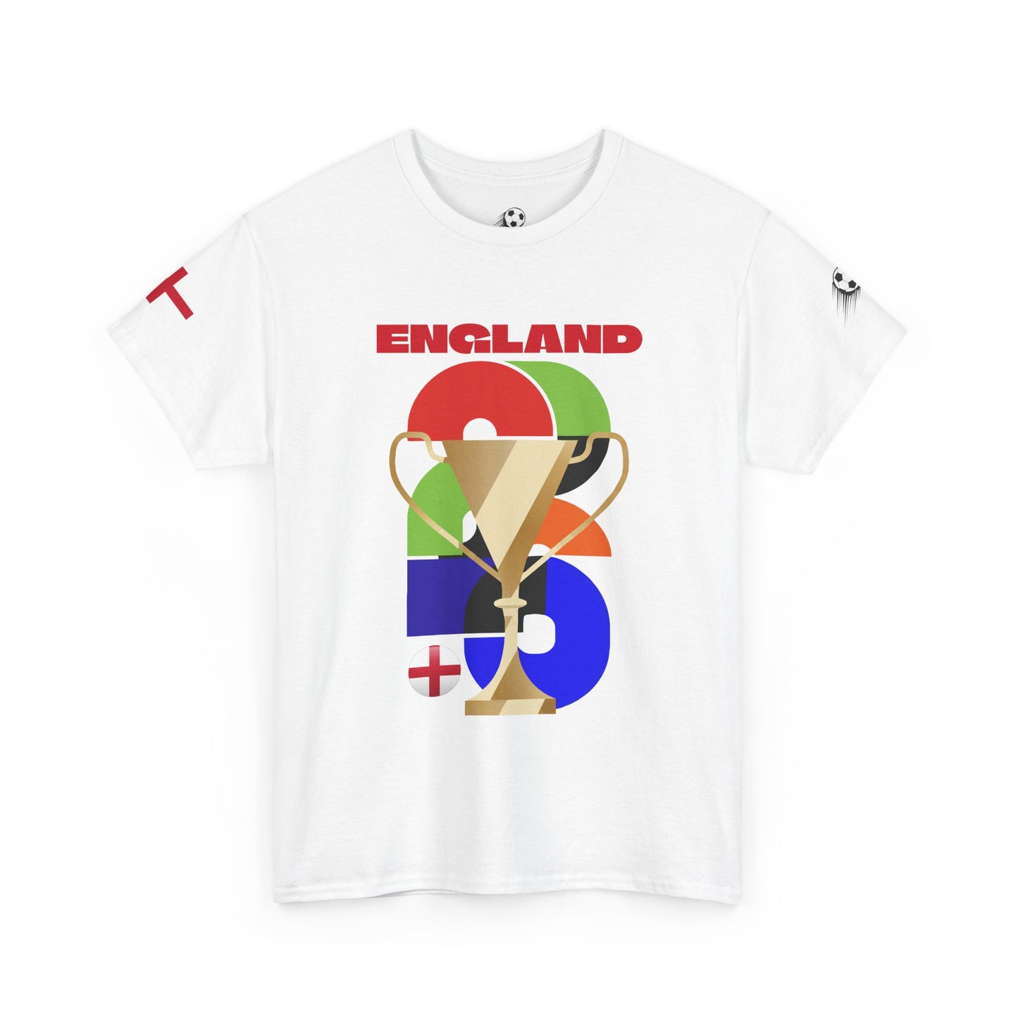 England Football T-Shirt - Unisex England Soccer Fan Tee with Flag (2026)