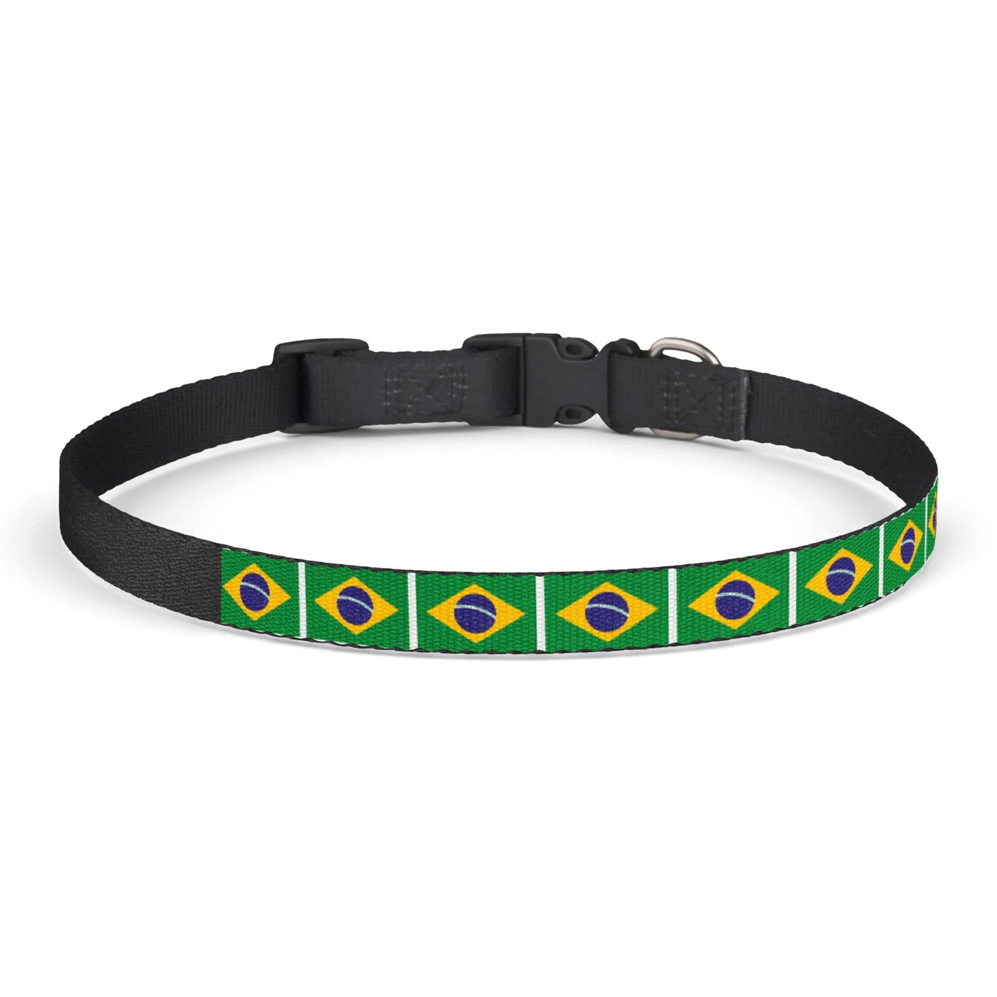 Brazil Soccer Dog Collar — Brazilian Flag Grid Clip-On Pet Collar, Fan Gear
