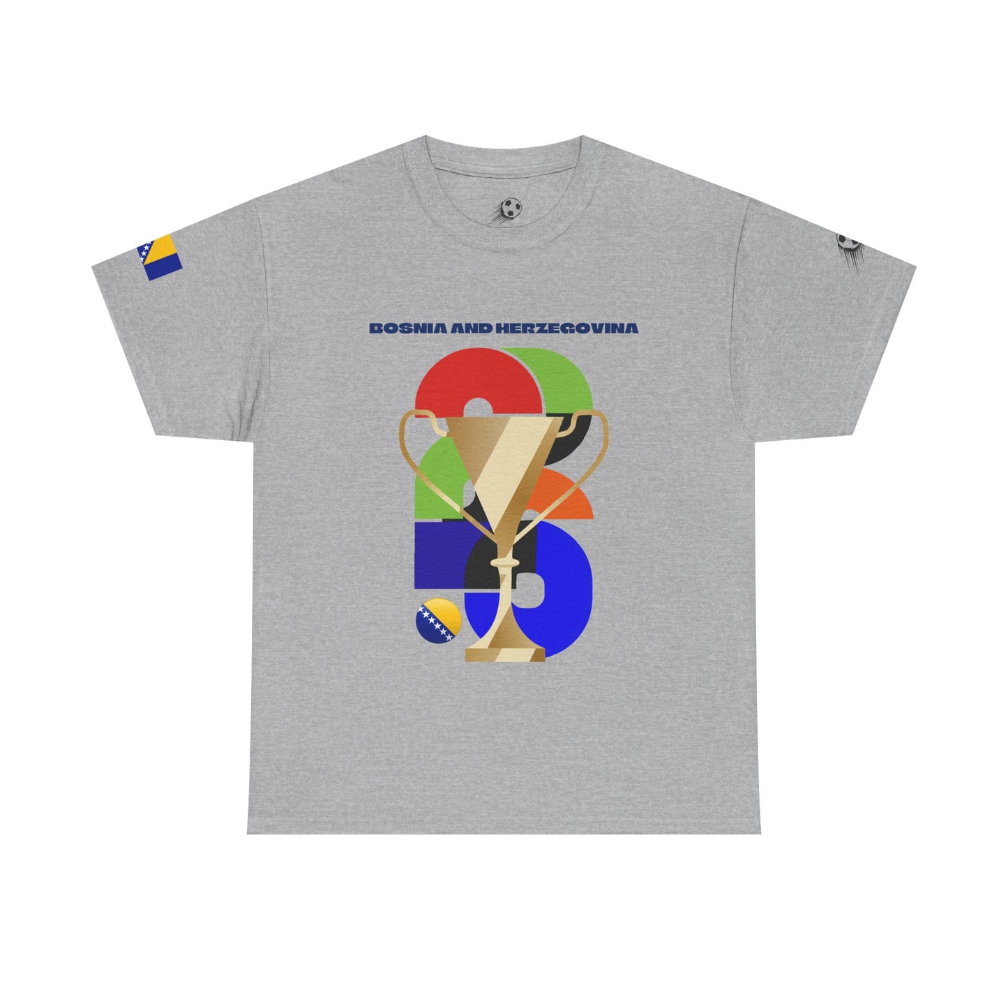 Bosnia and Herzegovina Football T-Shirt - Unisex Bosnia and Herzegovina Soccer Fan Tee with Flag (2026)