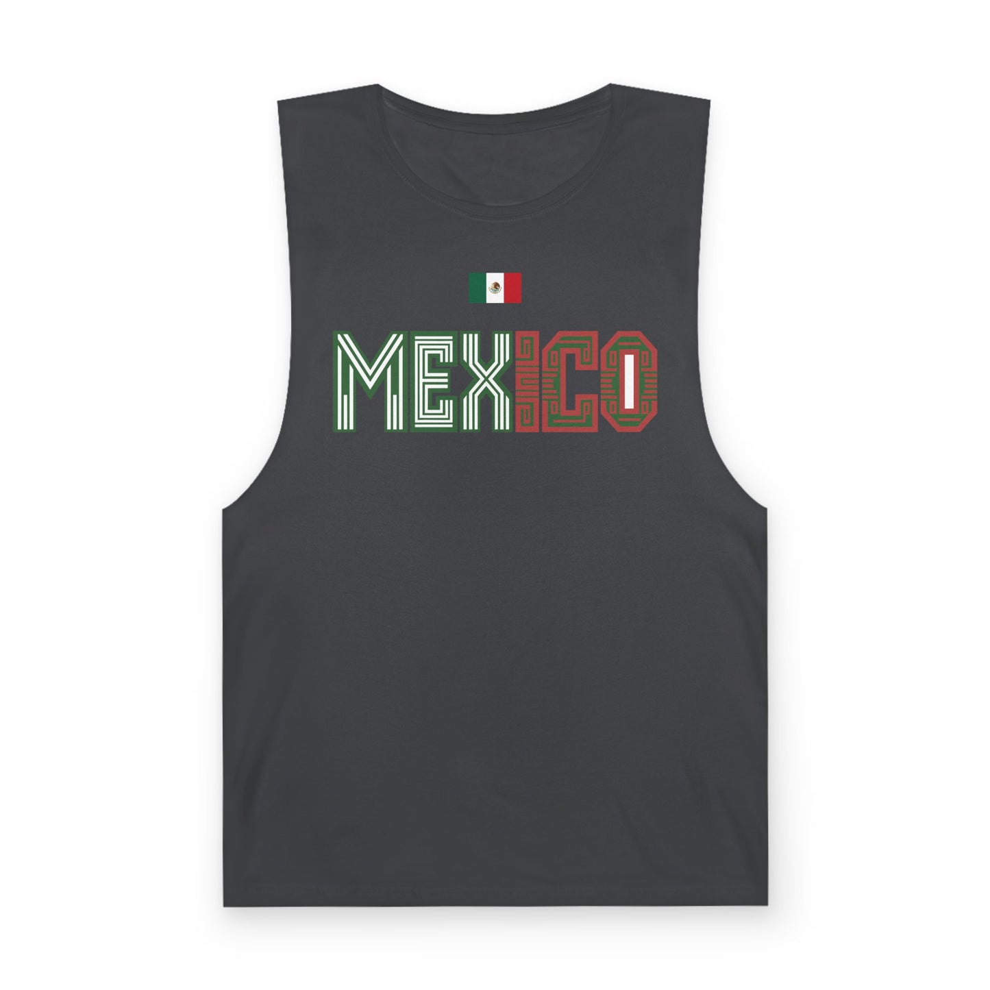 Mexico Flag Tank Top — Retro Mexico Text & Aztec Sun Back Graphic