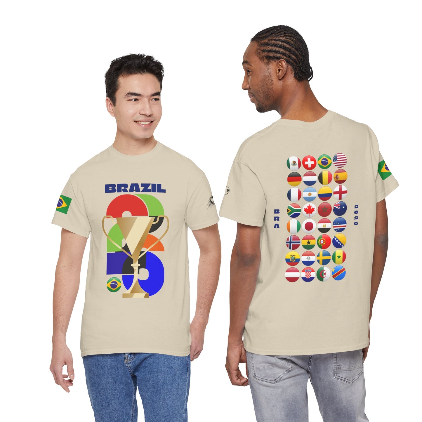 Brazil Football T-Shirt - Unisex Brazil Soccer Fan Tee with Flag (2026)