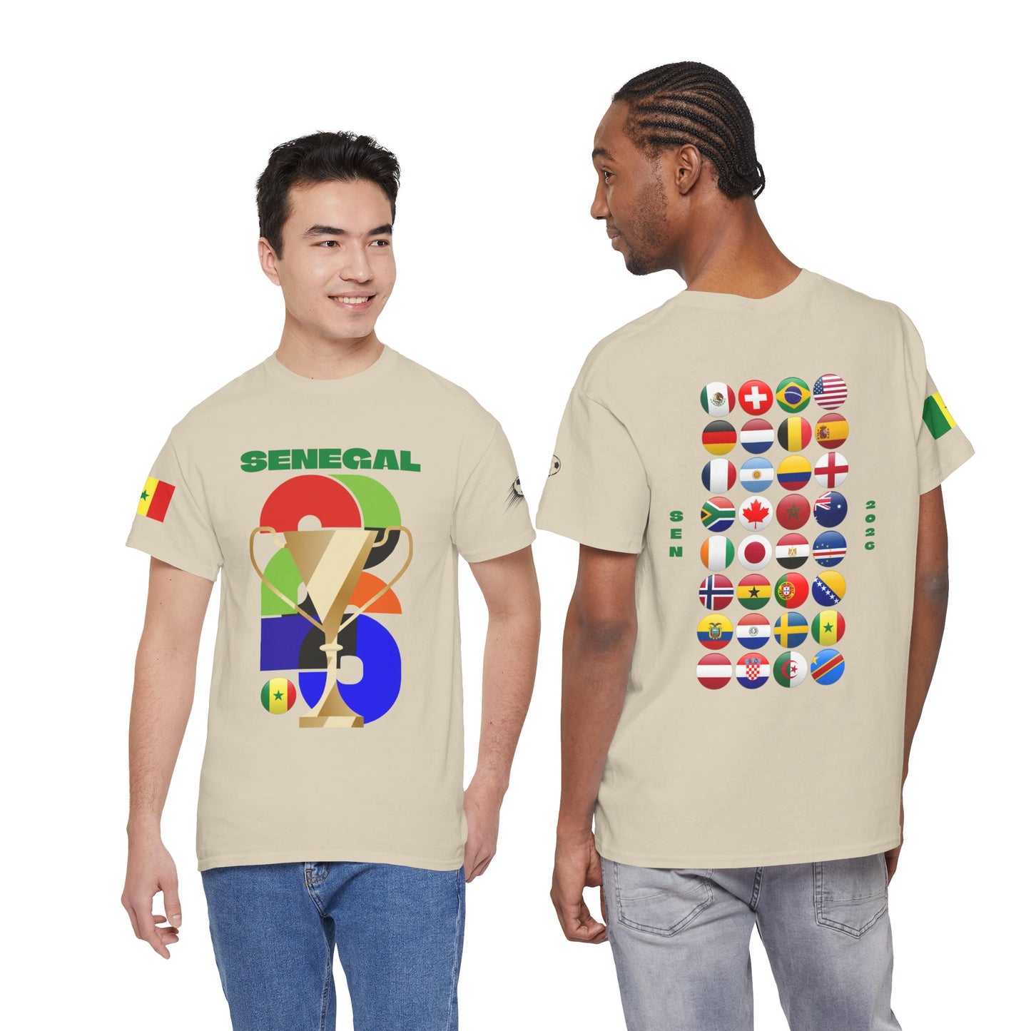 Senegal Football T-Shirt - Unisex Senegal Soccer Fan Tee with Flag (2026)