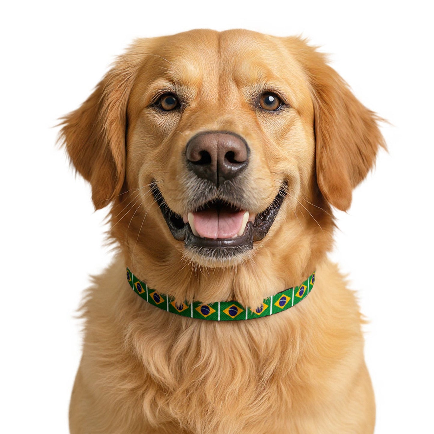 Brazil Soccer Dog Collar — Brazilian Flag Grid Clip-On Pet Collar, Fan Gear