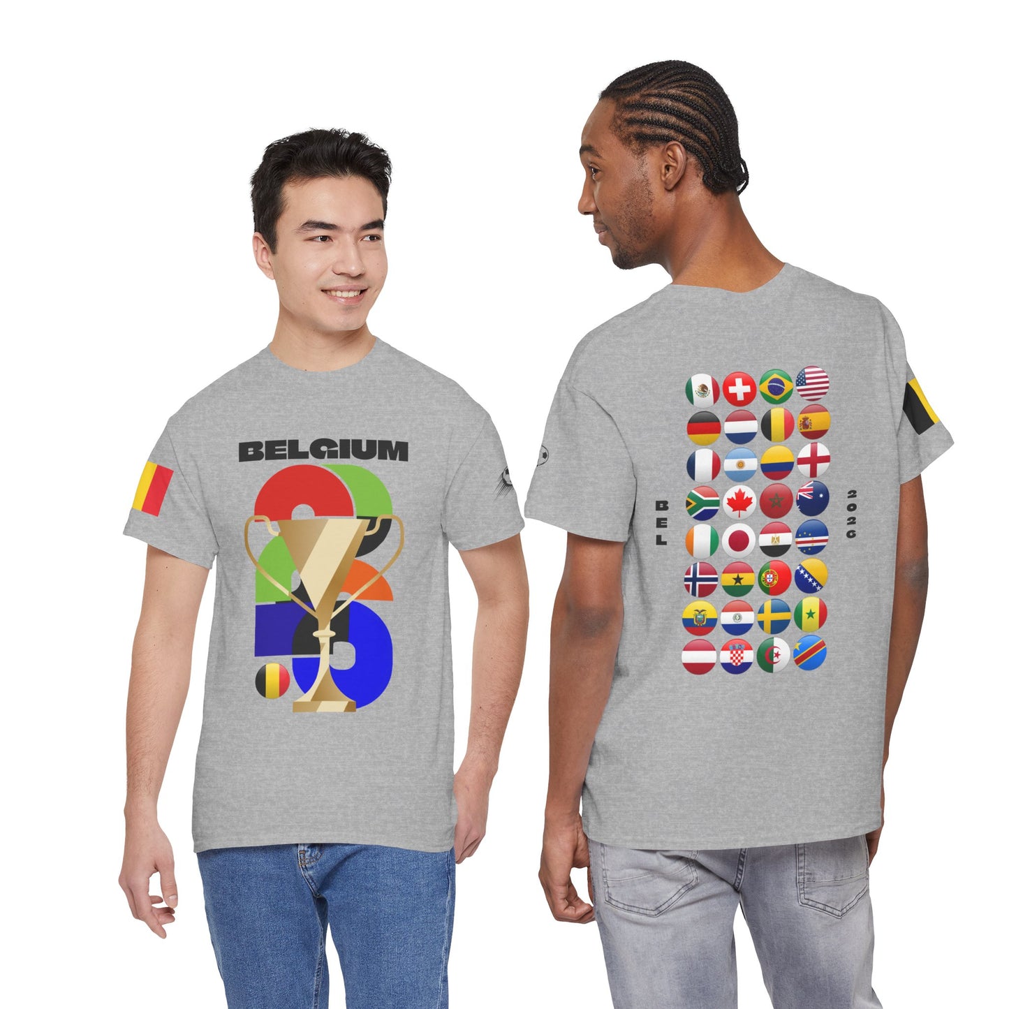 Belgium Football T-Shirt - Unisex Belgium Soccer Fan Tee with Flag (2026)