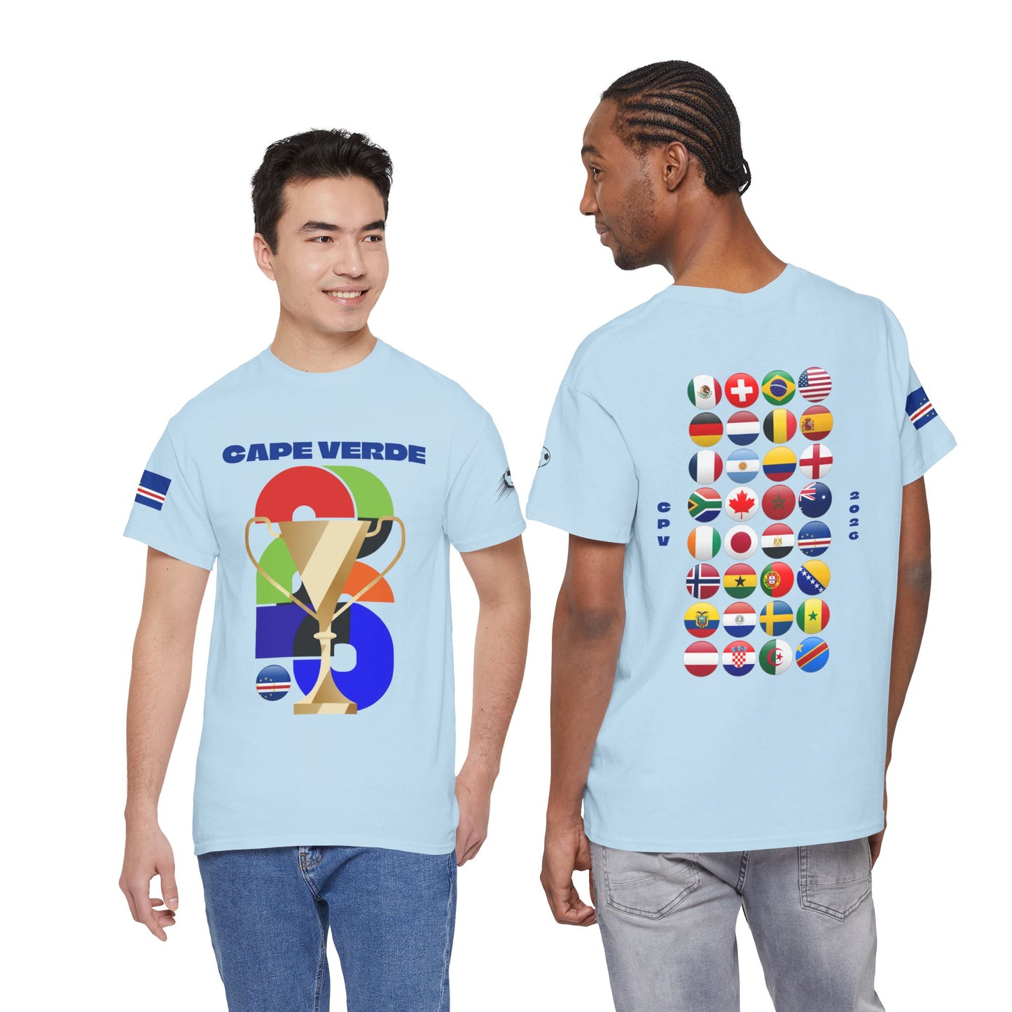 Cape Verde Football T-Shirt - Unisex Cape Verde Soccer Fan Tee with Flag (2026)