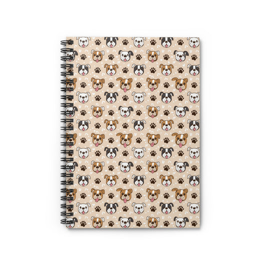 English Bulldog Face and Paw Print Spiral Notebook - Ruled Line, Journal, Notebook, Bulldog Lover Gift, Dog Lover Stationery, Back to School