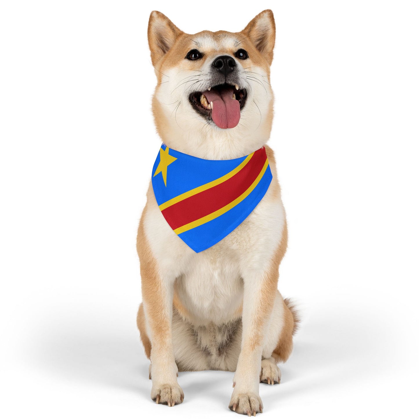 DR Congo Soccer Dog Bandana — Congolese Flag Snap-On Pet Bandana, Fan Gear