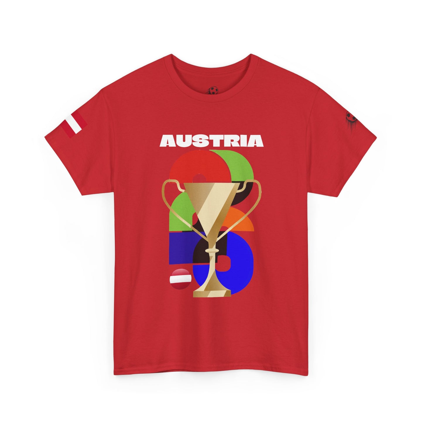 Austria Football T-Shirt - Unisex Austria Soccer Fan Tee with Flag (2026)