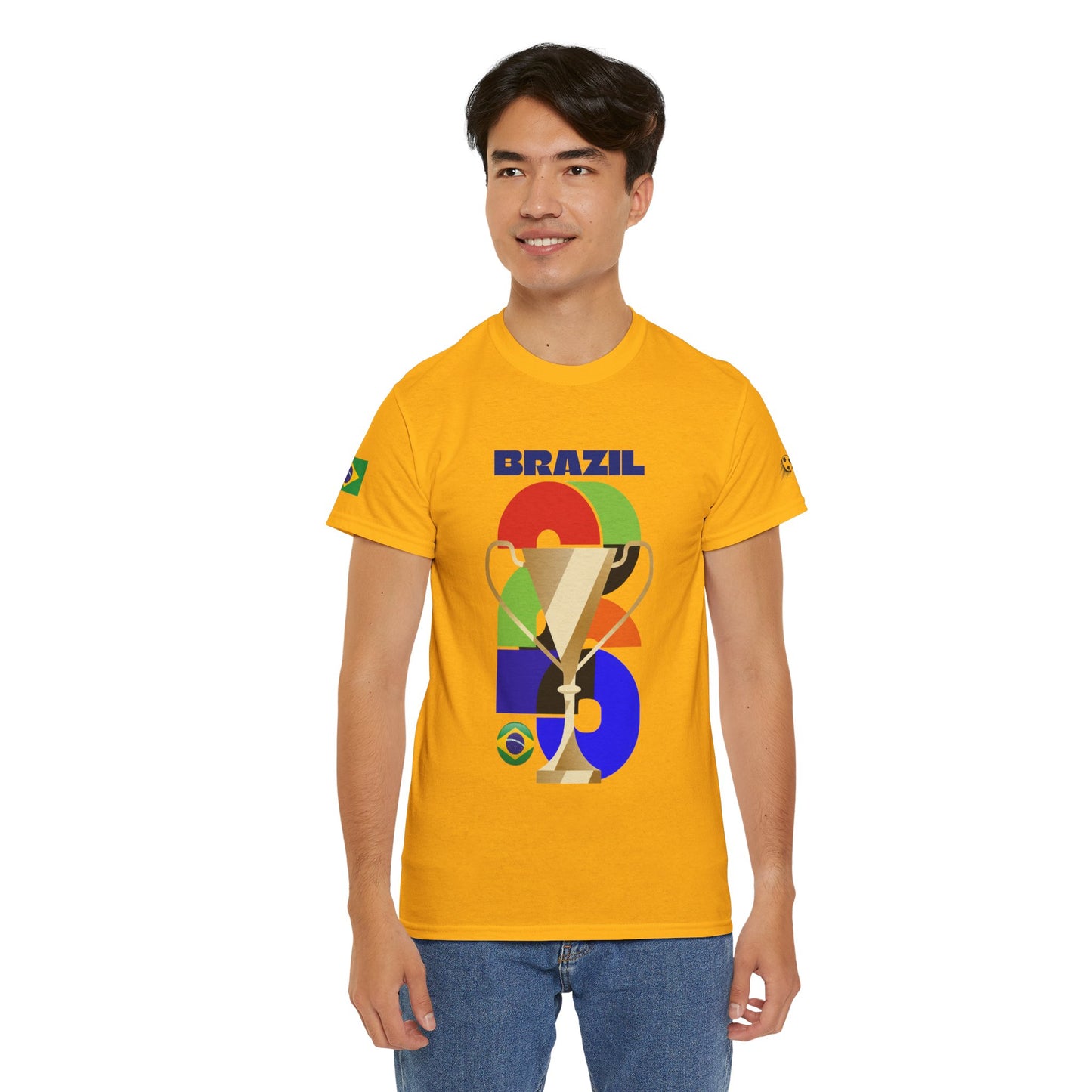 Brazil Football T-Shirt - Unisex Brazil Soccer Fan Tee with Flag (2026)