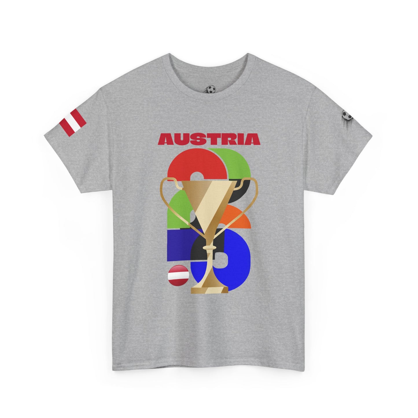 Austria Football T-Shirt - Unisex Austria Soccer Fan Tee with Flag (2026)