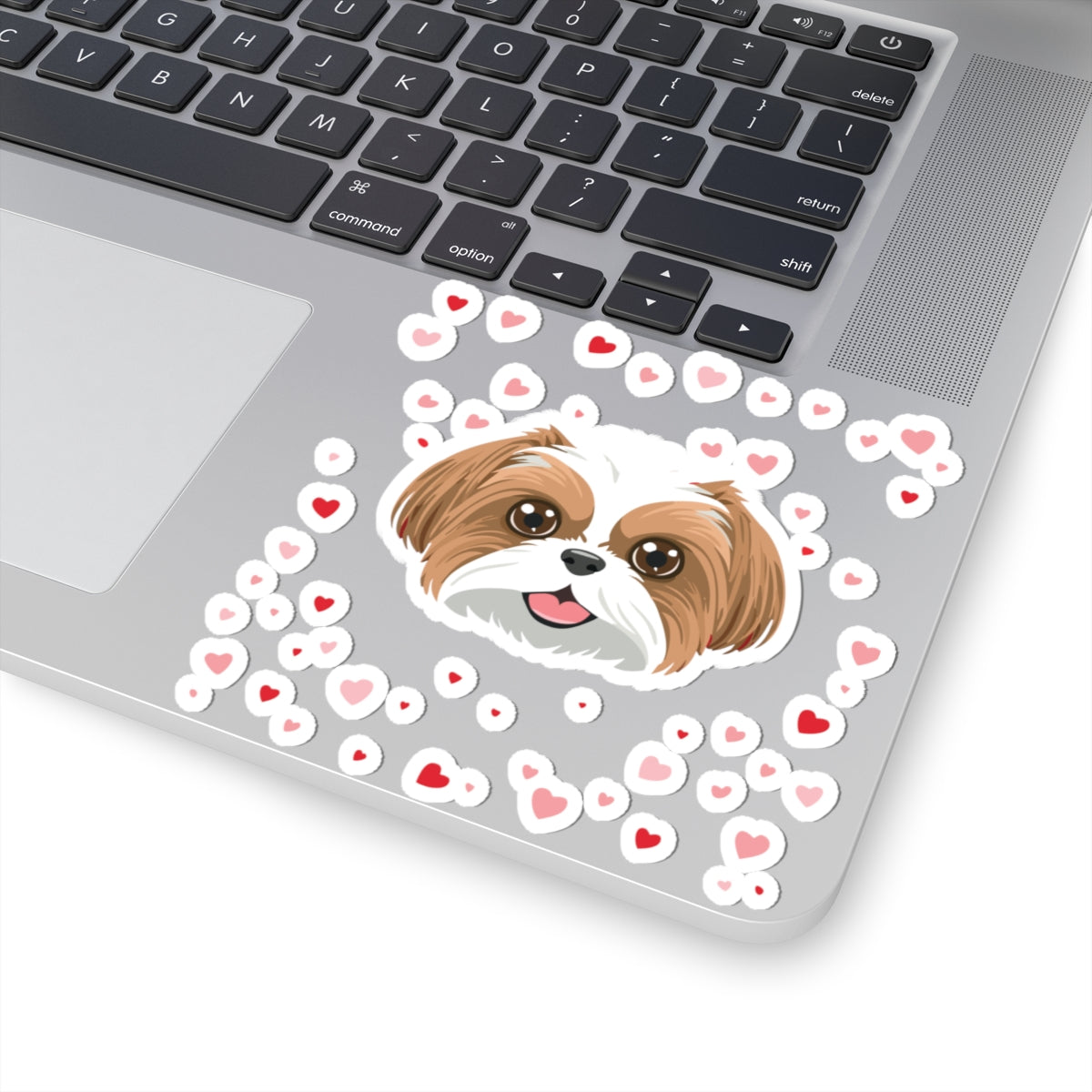 Cute Dog Love Kiss-Cut Stickers, Adorable Pet Decals for Dog Lovers, Laptop Stickers, Gift for Dog Owners, Cute Heart Designs