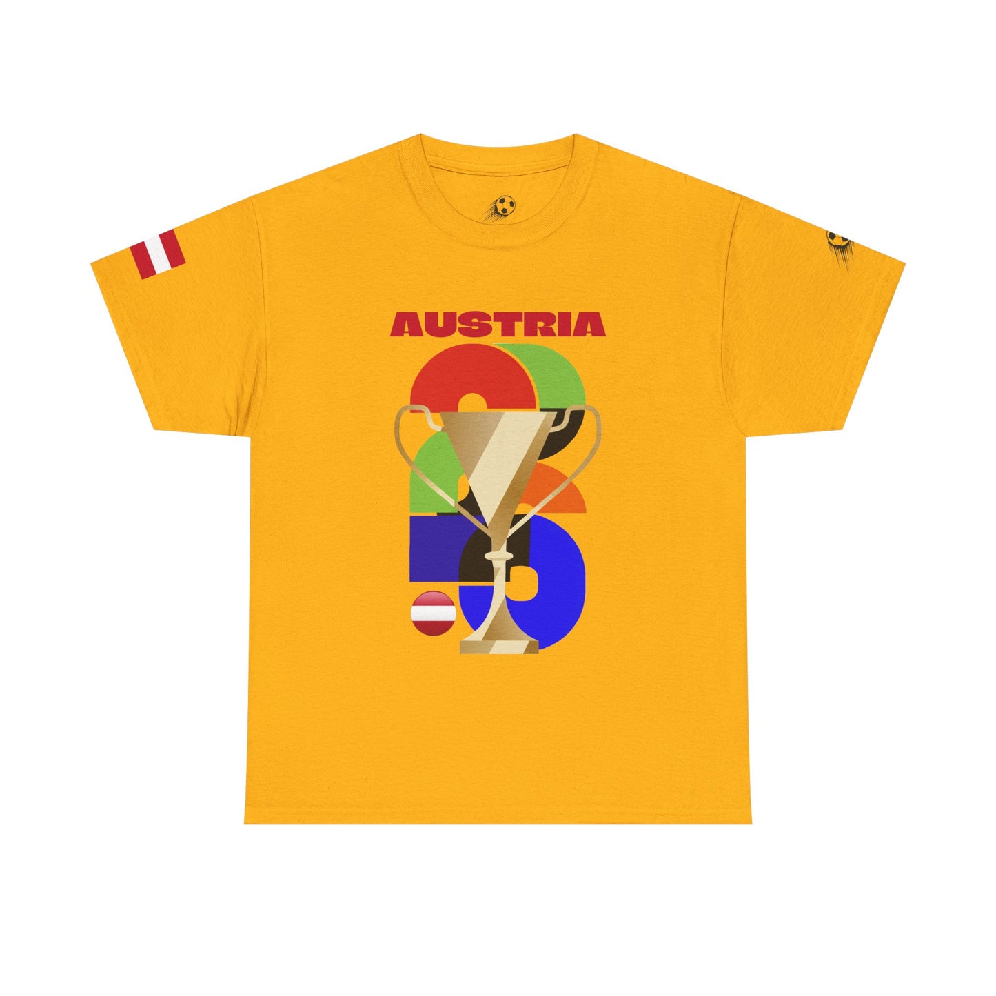 Austria Football T-Shirt - Unisex Austria Soccer Fan Tee with Flag (2026)