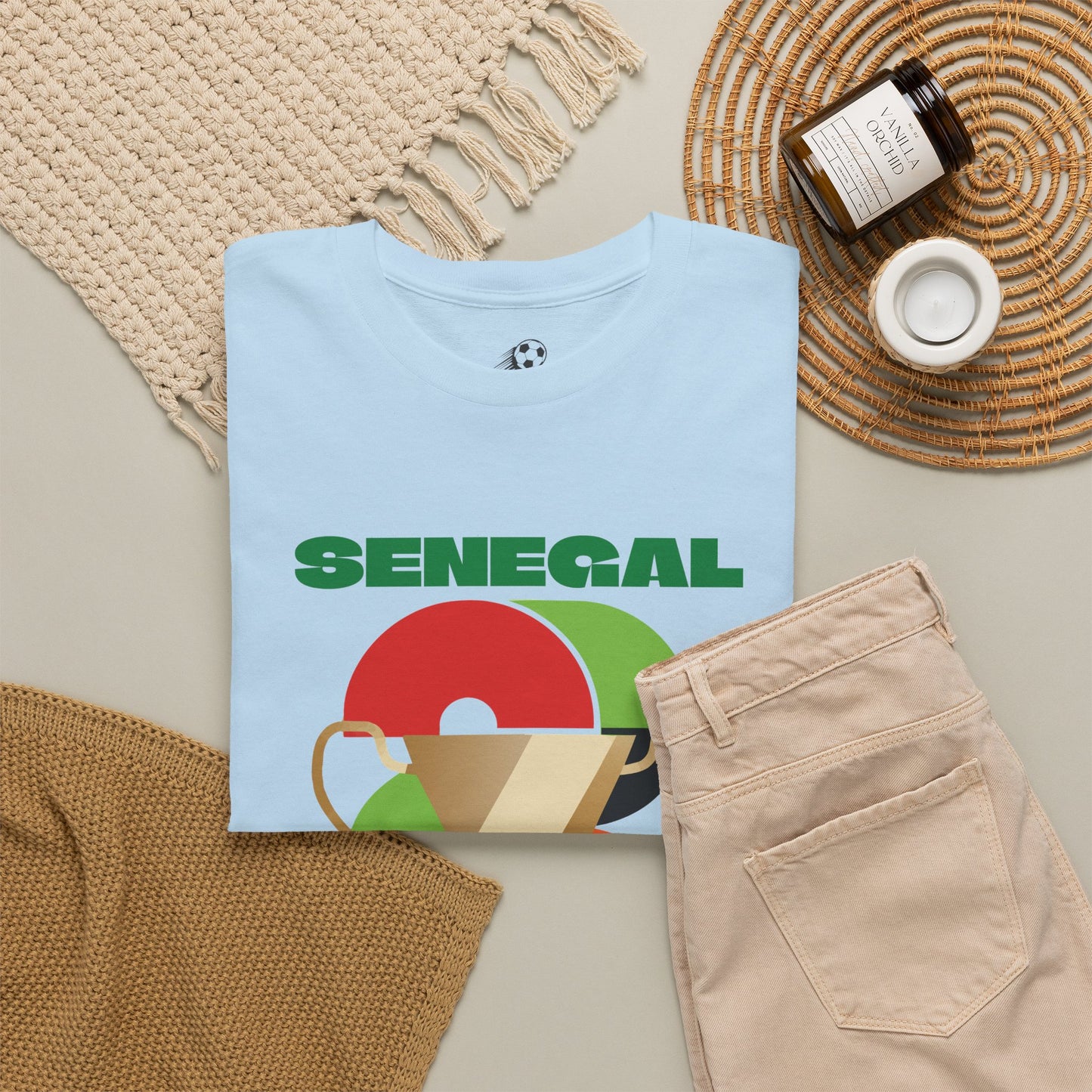 Senegal Football T-Shirt - Unisex Senegal Soccer Fan Tee with Flag (2026)