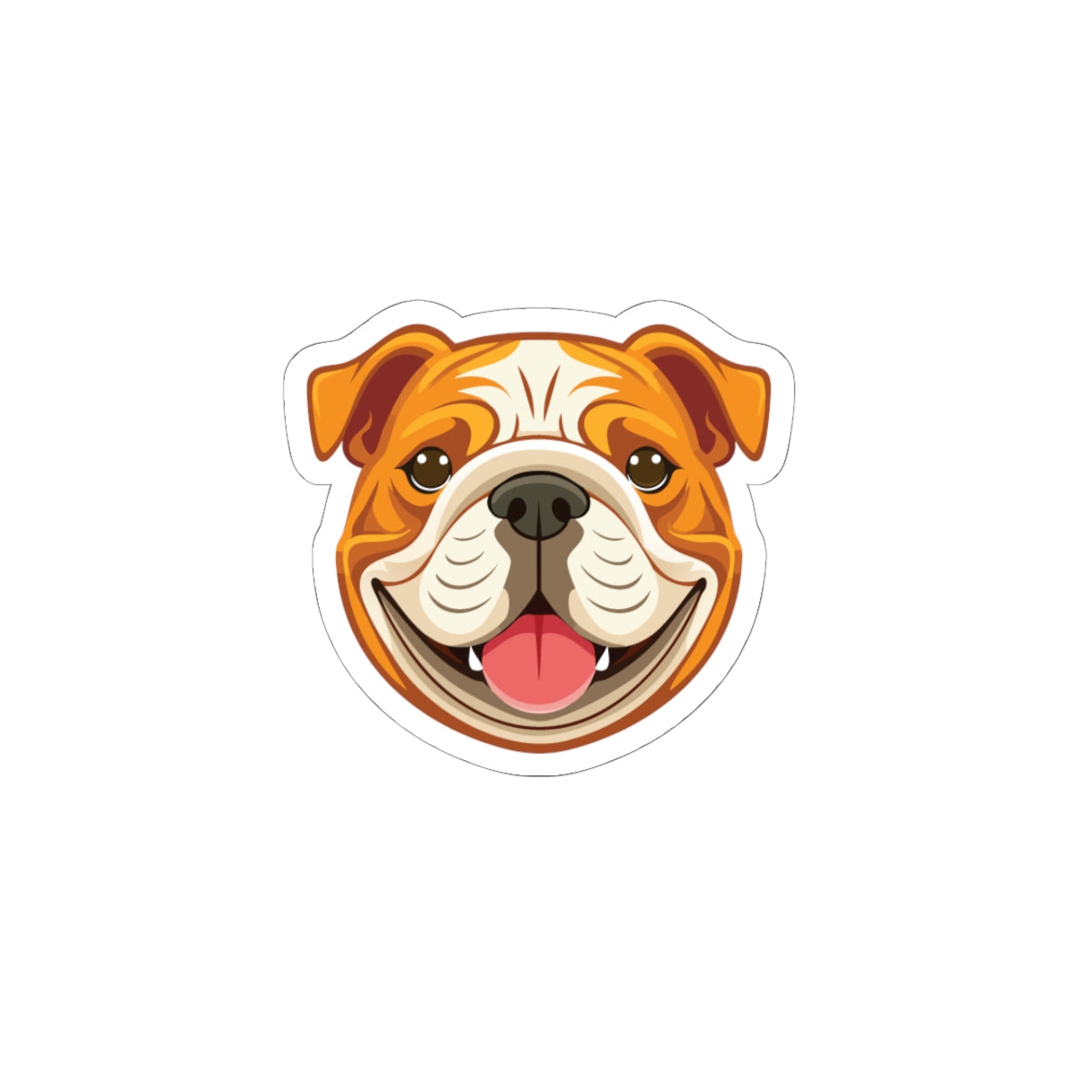 Happy Bulldog Kiss-Cut Stickers - Cute Dog Decals for Laptops, Journals, Water Bottles, Gifts for Dog Lovers, Pet Enthusiasts